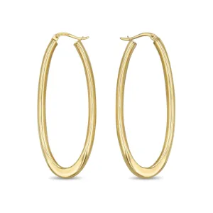 10K round polished vertical hoop earrings