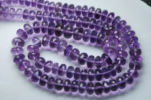 1/2 Strand, Super Finest, Natural Pink Amethyst Micro Faceted Rondelles 8-7mm