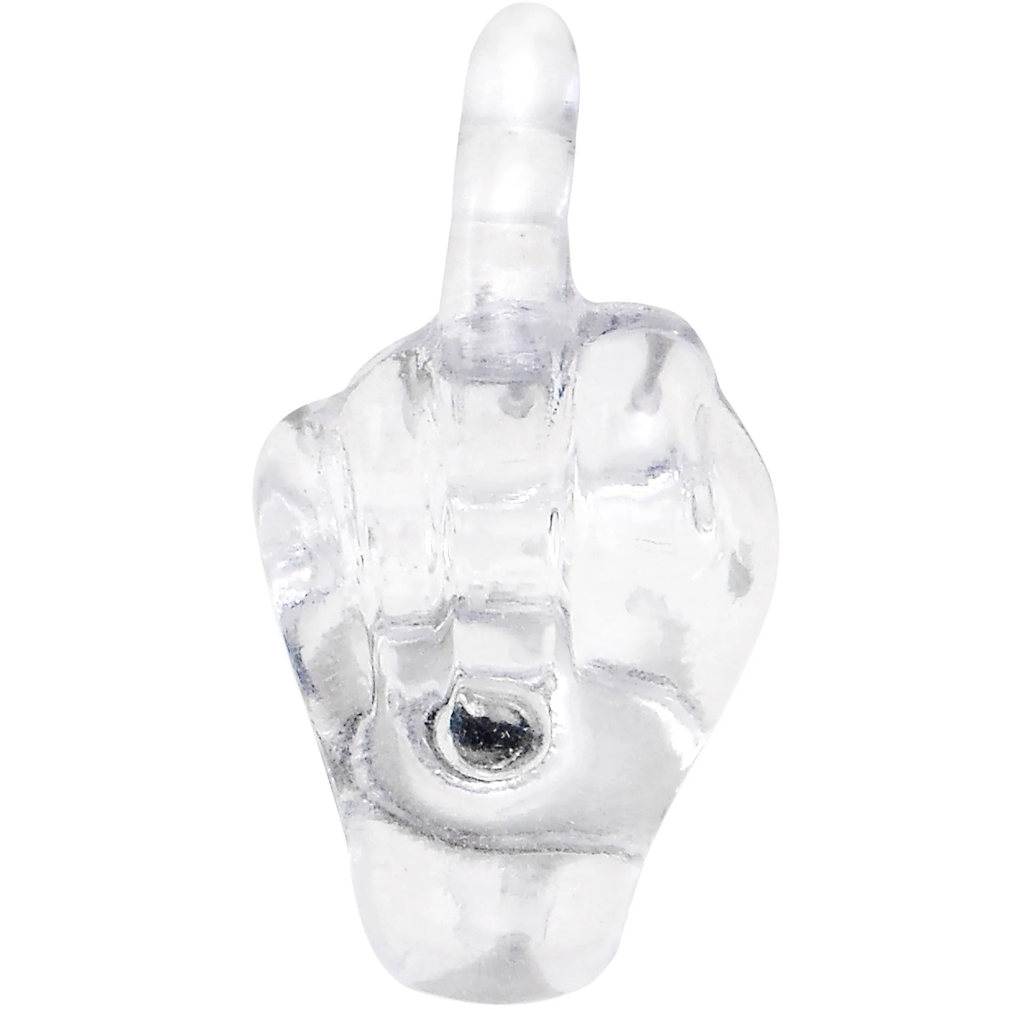 14 Gauge 5/8 Clear Acrylic Flip the Middle Finger Barbell Tongue Ring