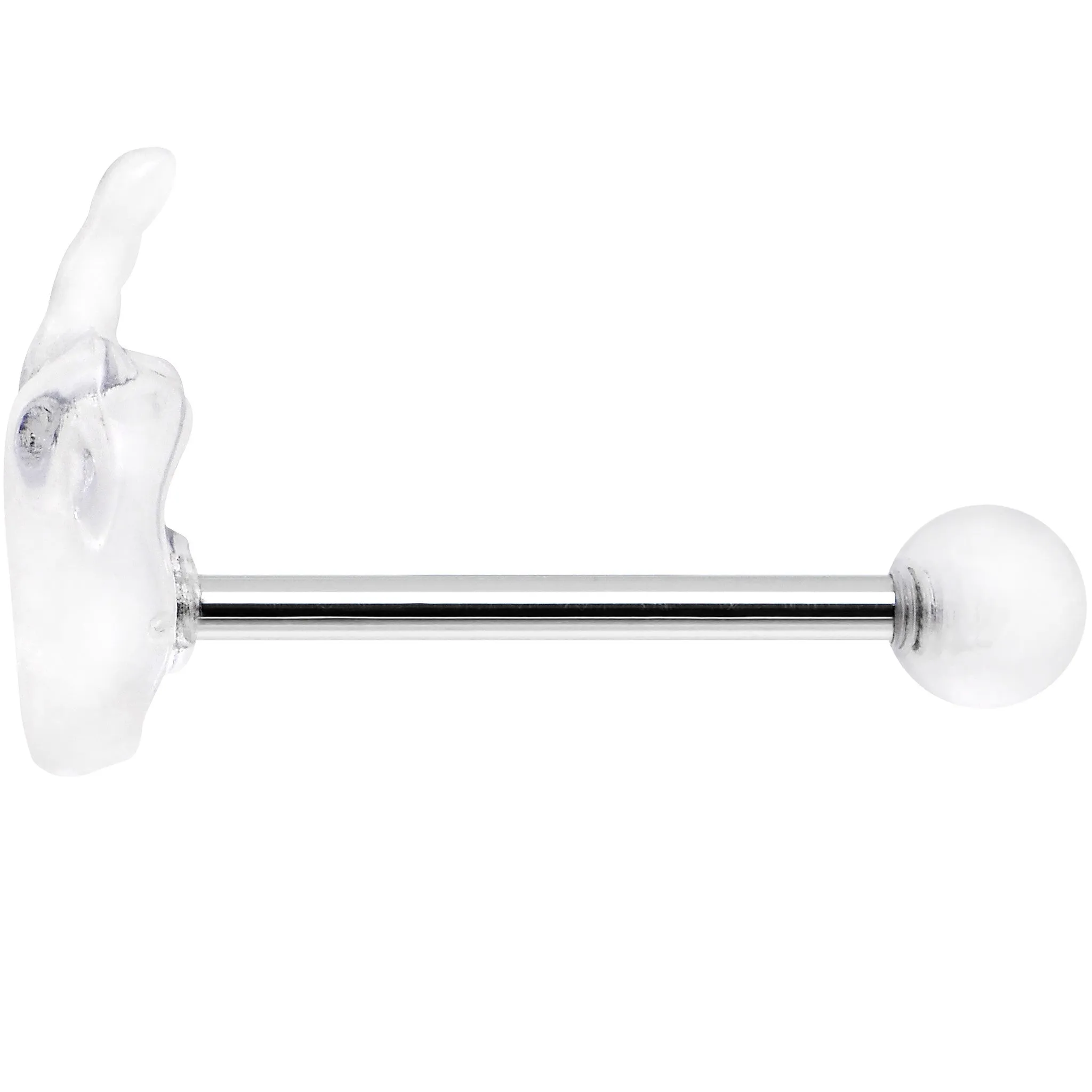 14 Gauge 5/8 Clear Acrylic Flip the Middle Finger Barbell Tongue Ring