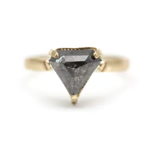 14k Black Diamond Shield Ring