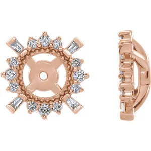 14K Rose 1/6 CTW Diamond Earrings Jackets with 4.9 mm ID