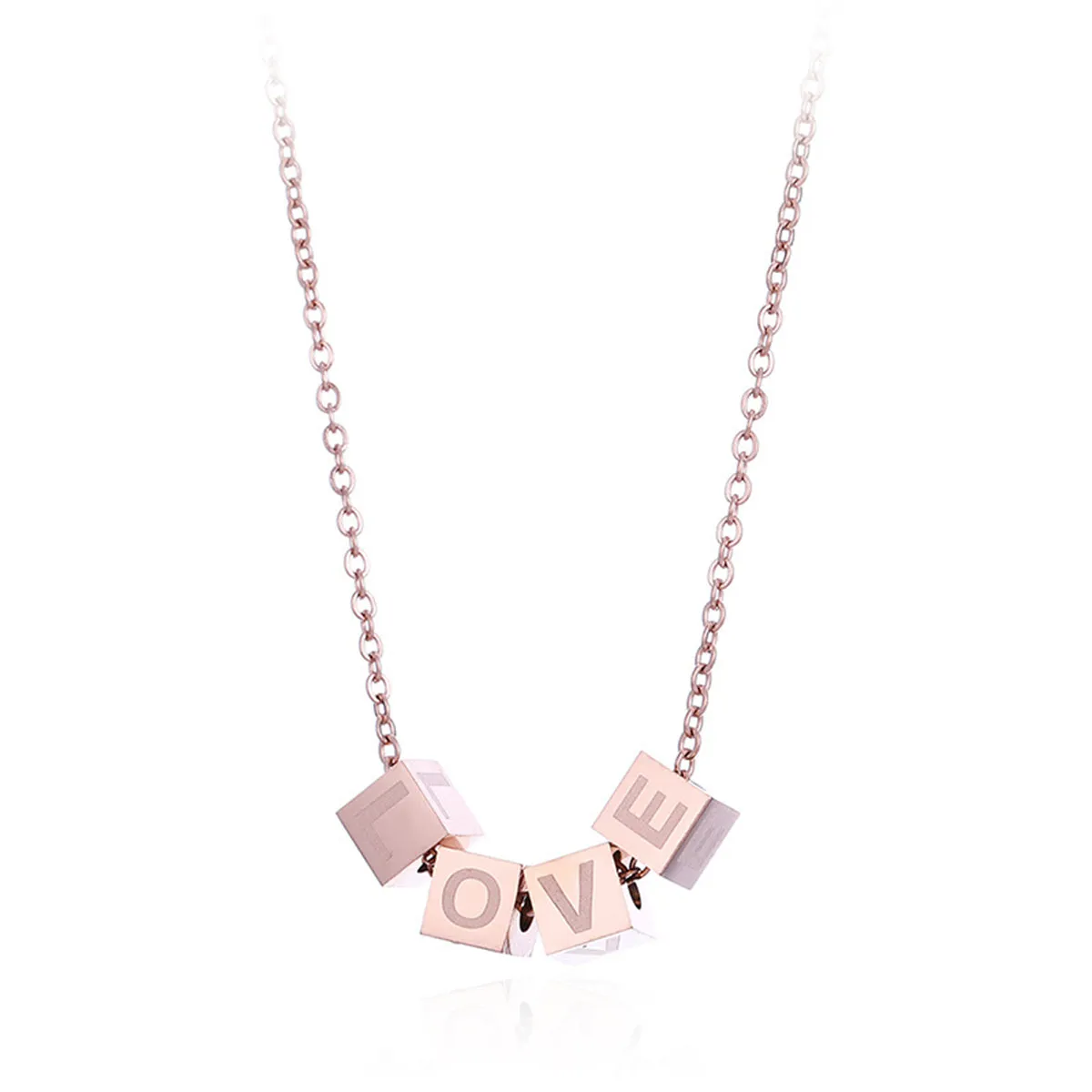 18K Rose Gold-Plated Linked-Cube Pendant Necklace