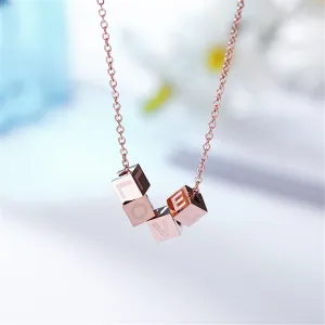 18K Rose Gold-Plated Linked-Cube Pendant Necklace