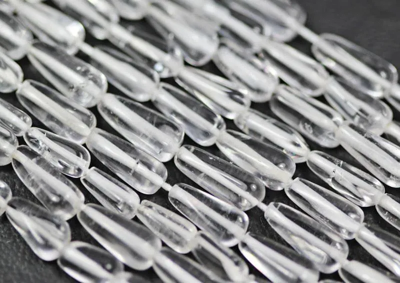 2 Strand White Quartz Smooth Briolette Tear Drop Beads 10mm 13mm 13"