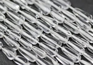 2 Strand White Quartz Smooth Briolette Tear Drop Beads 10mm 13mm 13"