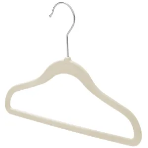 25cm Baby Size Slim-Line Ivory Velvet Coat Hanger with Chrome Hook Sold in 20/50/100