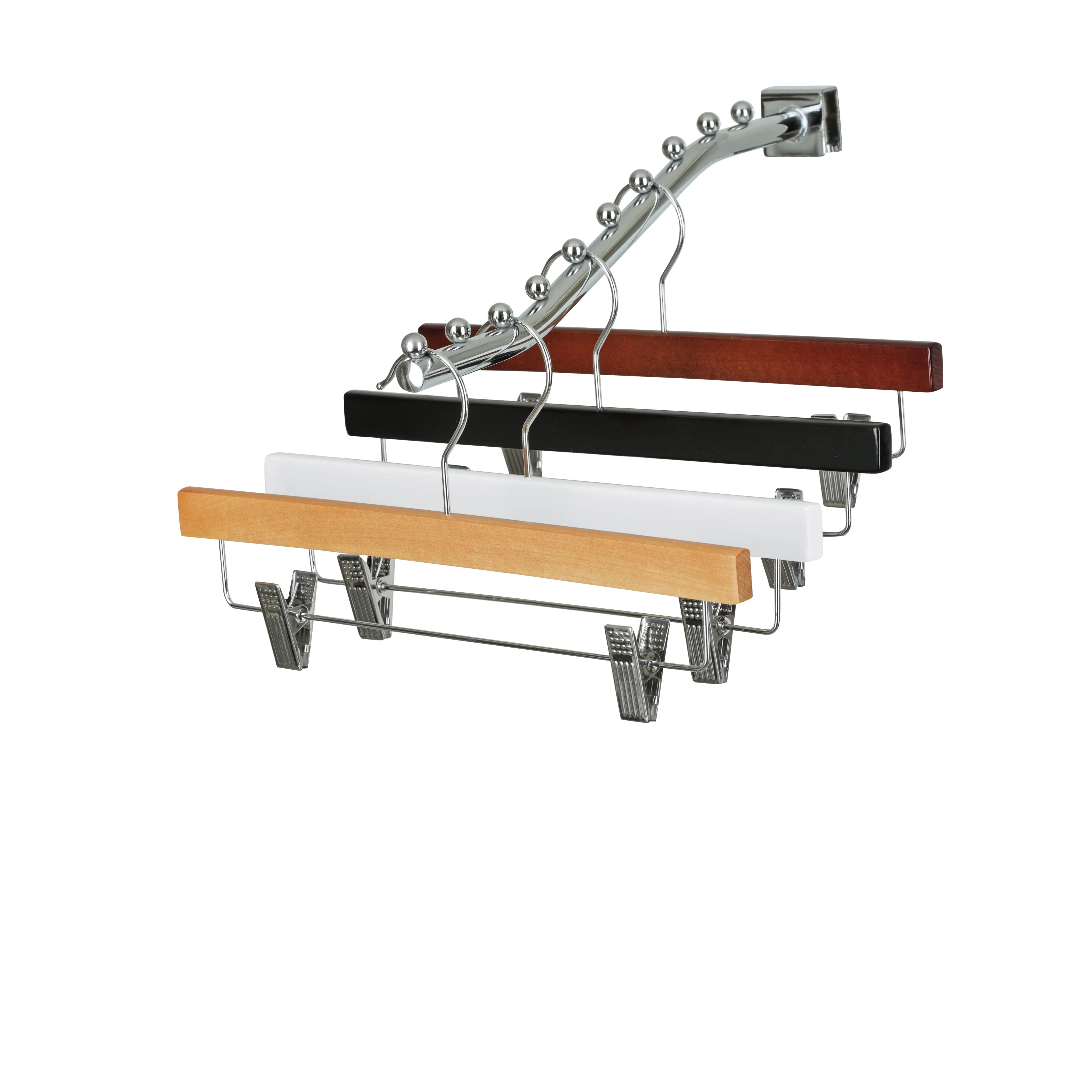 35.5cm Walnut Wooden Pant Hanger With Clips Sold in Bundle of 20/50/100
