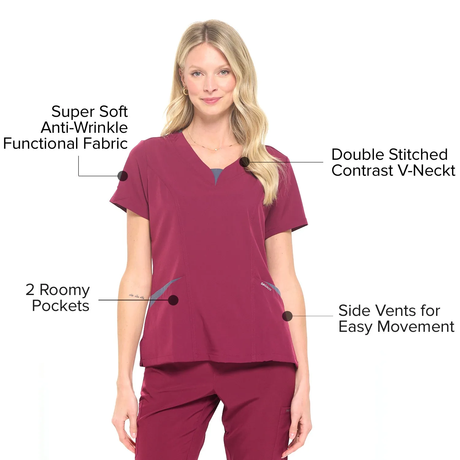4-Way Stretch Split V-Neck Scrub Sets [FS2204]