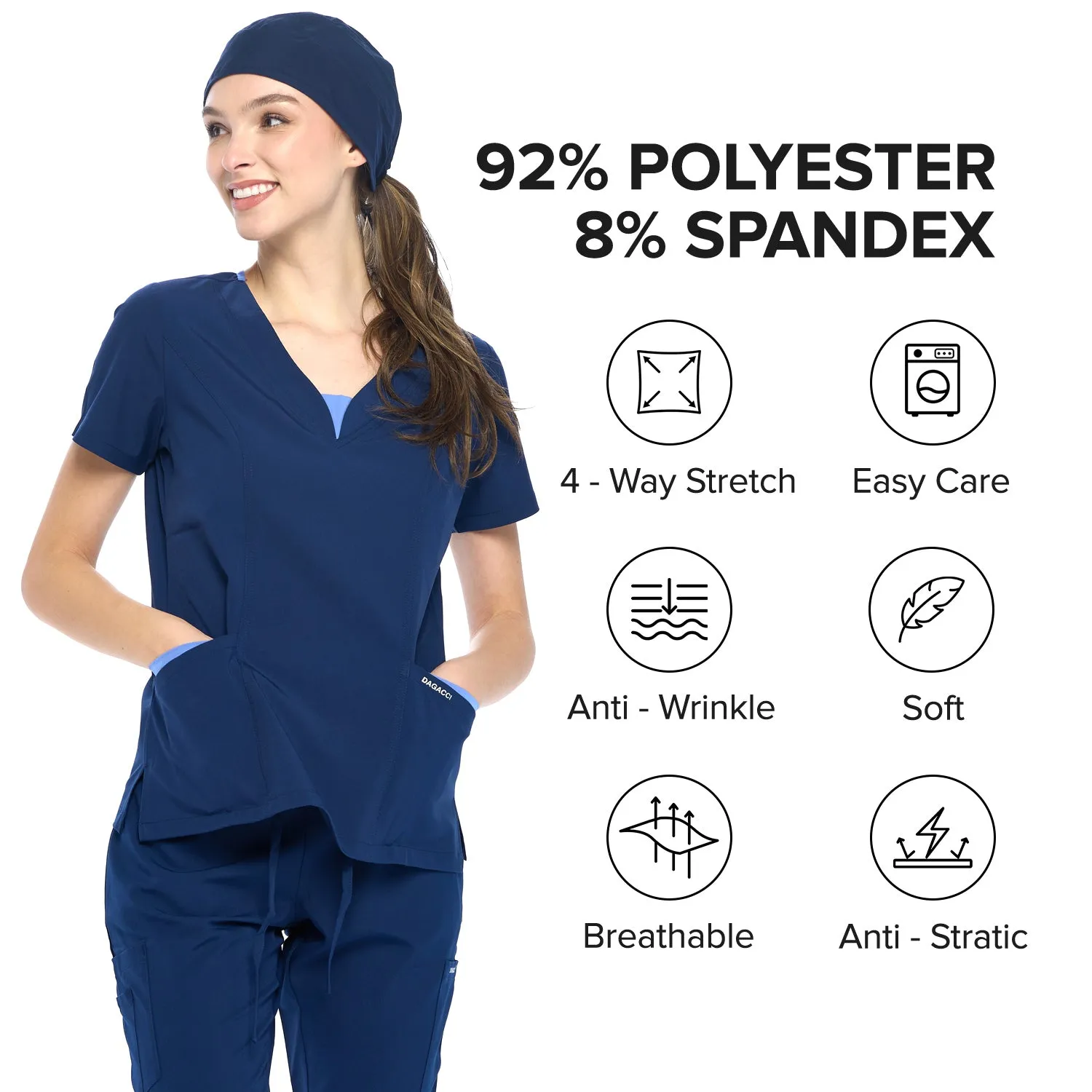 4-Way Stretch Split V-Neck Scrub Sets [FS2204]