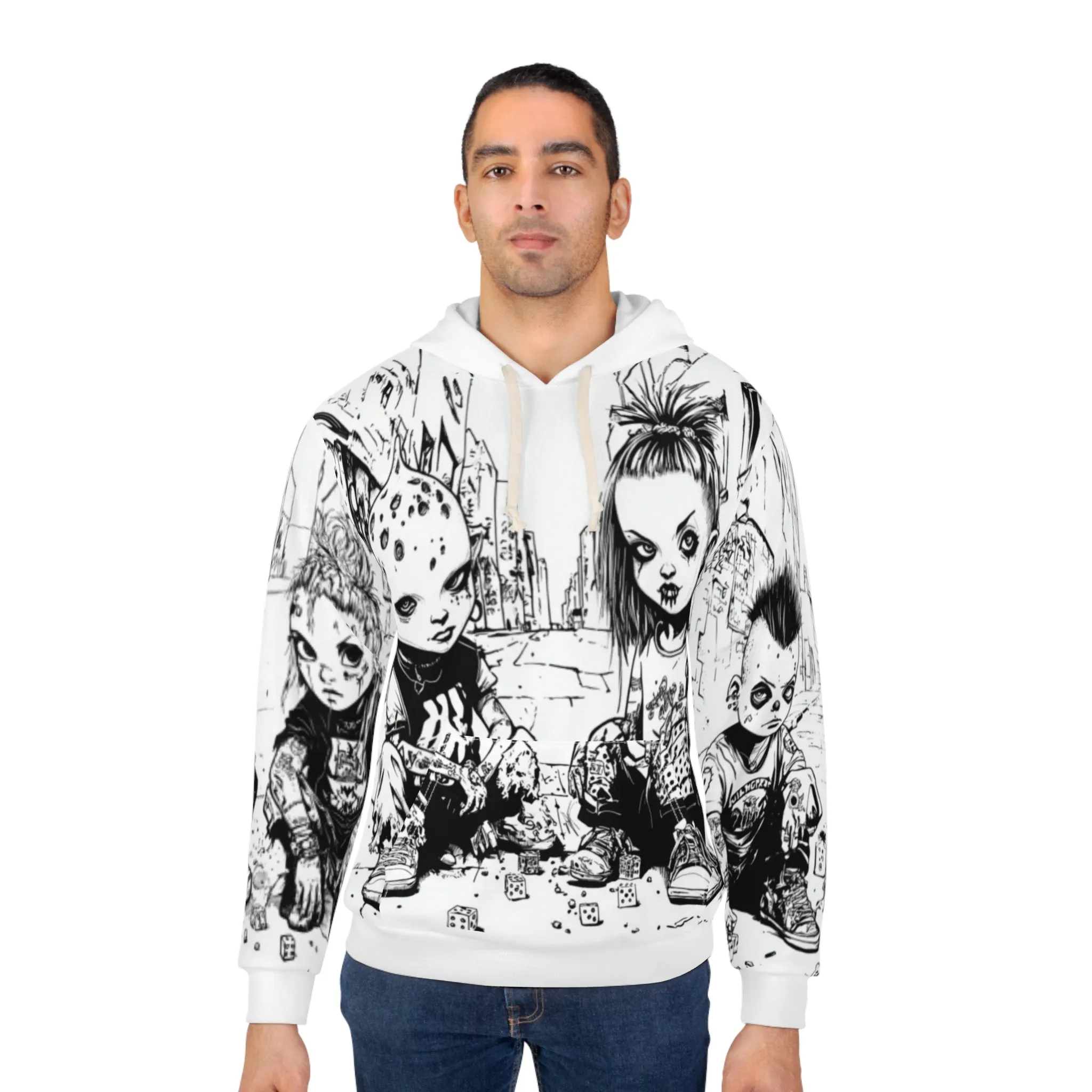 Alien Hybrid Punk Kids Unisex Pullover Hoodie, Alternative Streetwear, Edgy Graphic Hoodie, Gift for Teens, Casual Comfort Apparel