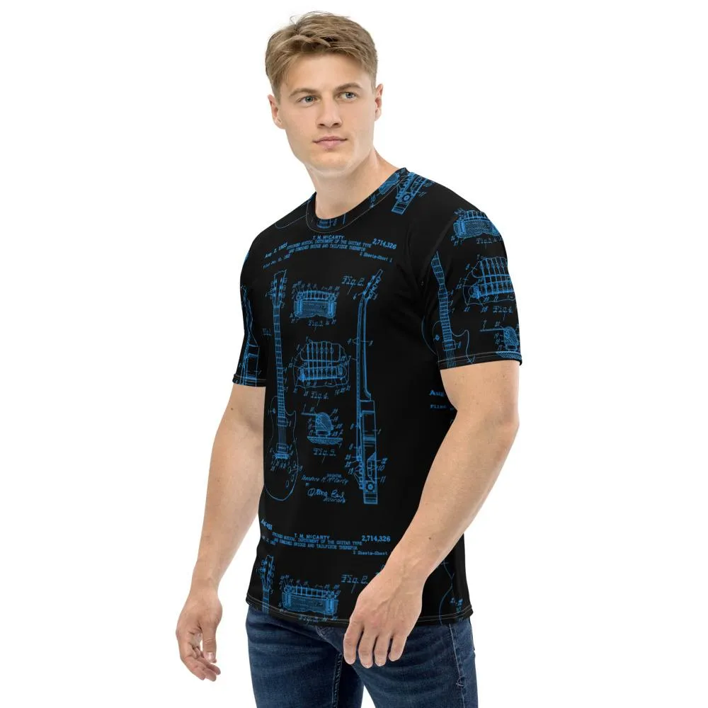 All-Over-Print  LP Guitar Patent T-Shirt Black/Blue by AxeDr.