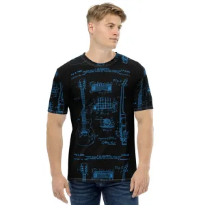 All-Over-Print  LP Guitar Patent T-Shirt Black/Blue by AxeDr.