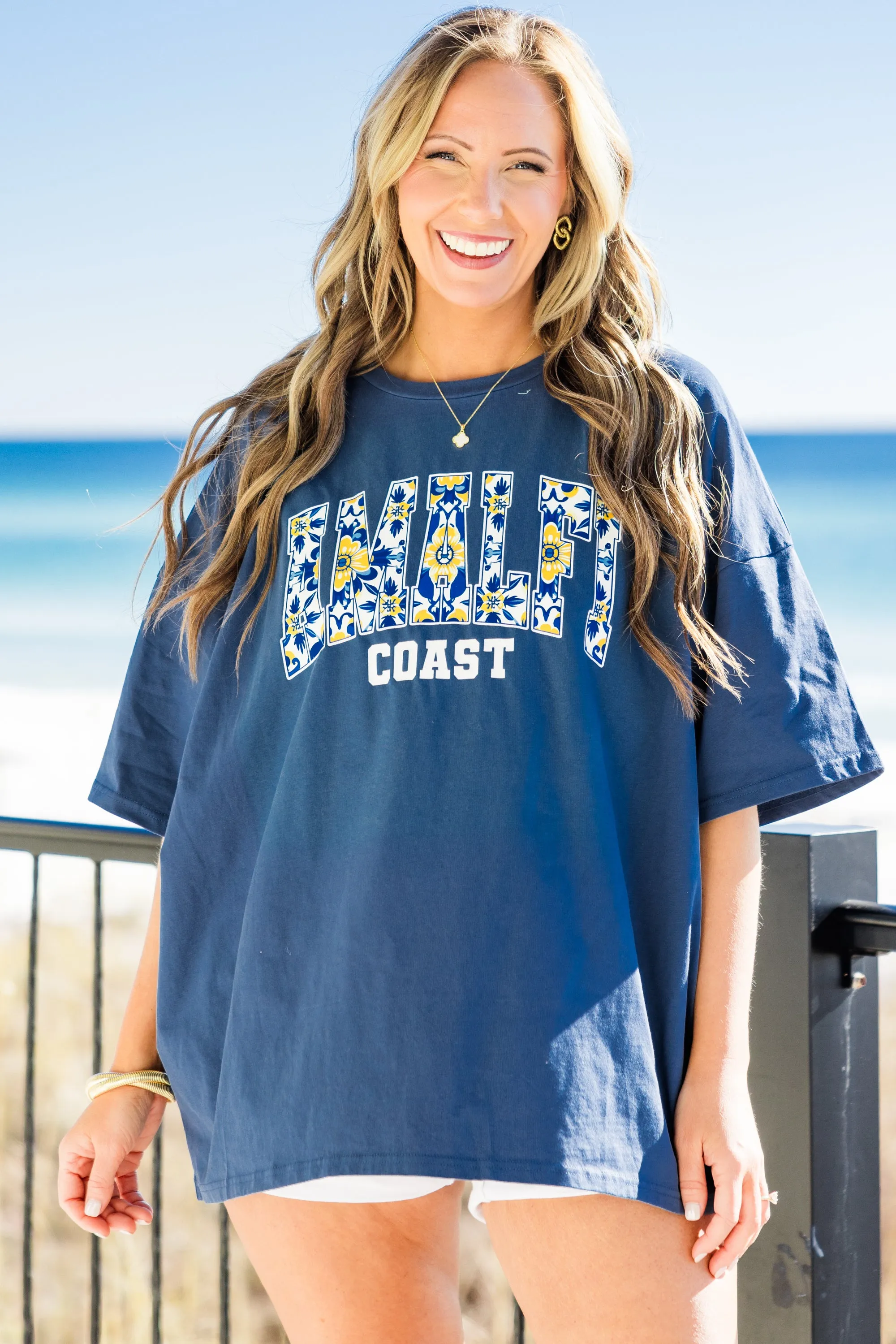 Amalfi Coast Boyfriend Tee, Navy