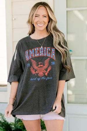 America the Free Boyfriend Tee, Charcoal