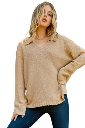 And The Why Textured Basic Collar Neck Sweater Pullover