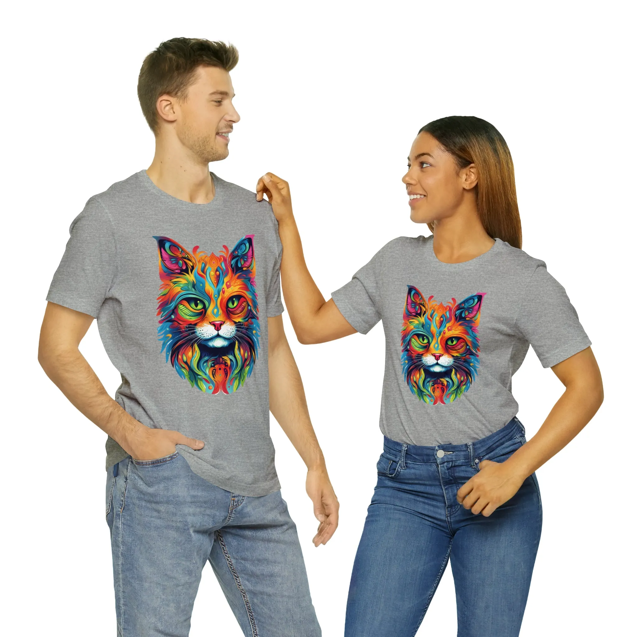 Artistic Cat T-Shirt | Colorful Cat Tee |  Bella Canvas 3001 Unisex |  Short Sleeve Tshirt