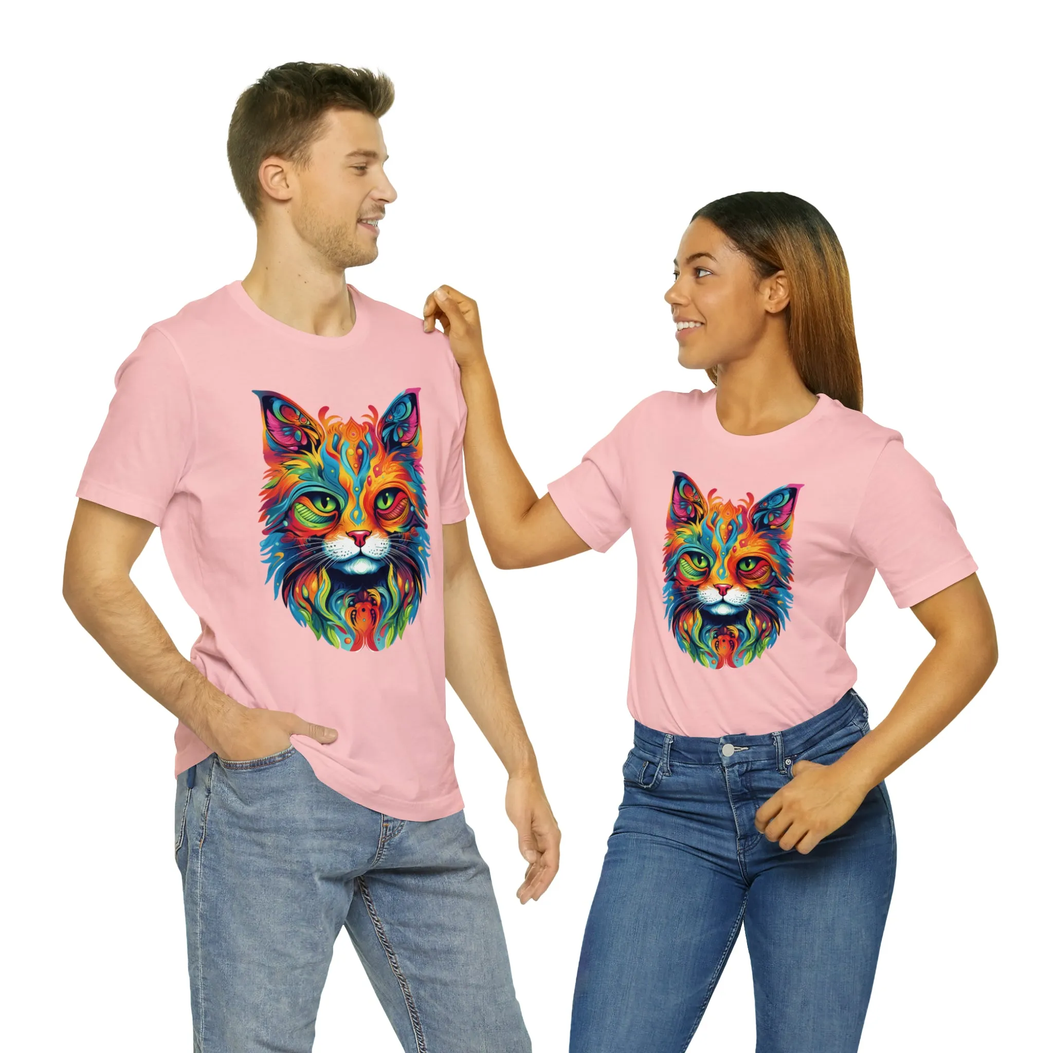 Artistic Cat T-Shirt | Colorful Cat Tee |  Bella Canvas 3001 Unisex |  Short Sleeve Tshirt