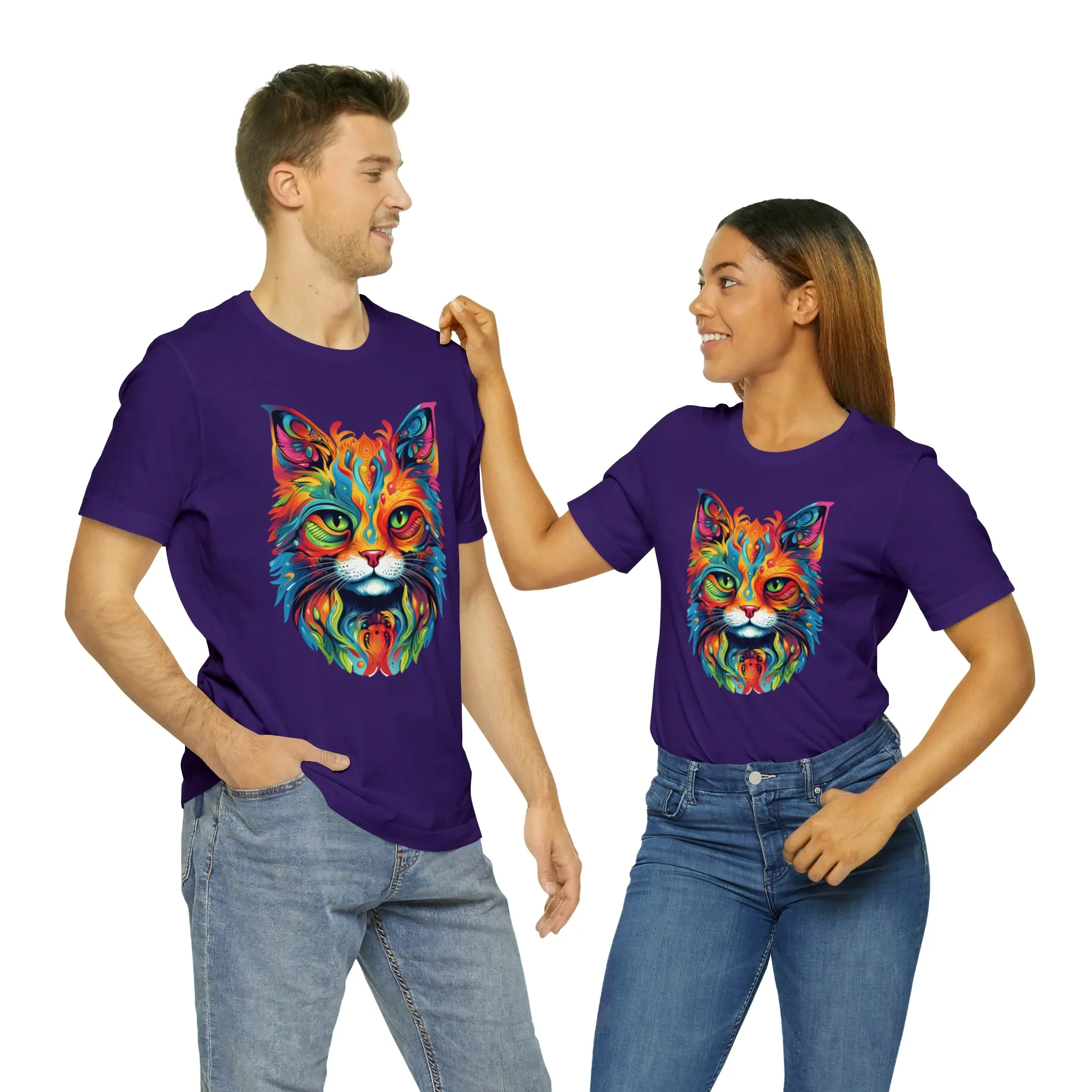 Artistic Cat T-Shirt | Colorful Cat Tee |  Bella Canvas 3001 Unisex |  Short Sleeve Tshirt
