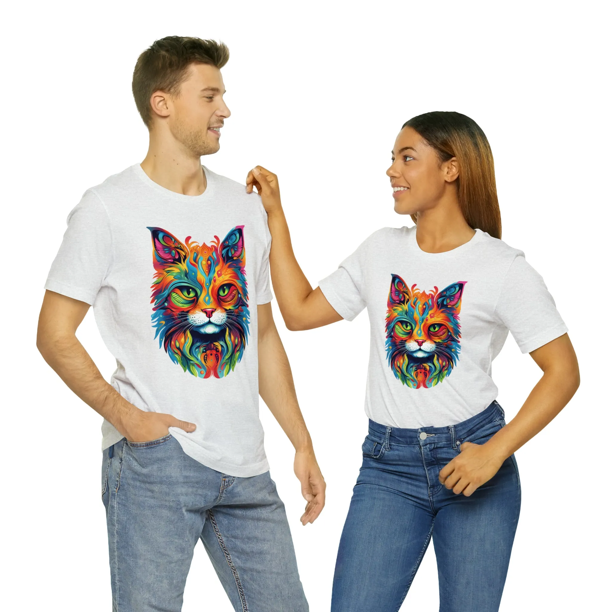 Artistic Cat T-Shirt | Colorful Cat Tee |  Bella Canvas 3001 Unisex |  Short Sleeve Tshirt