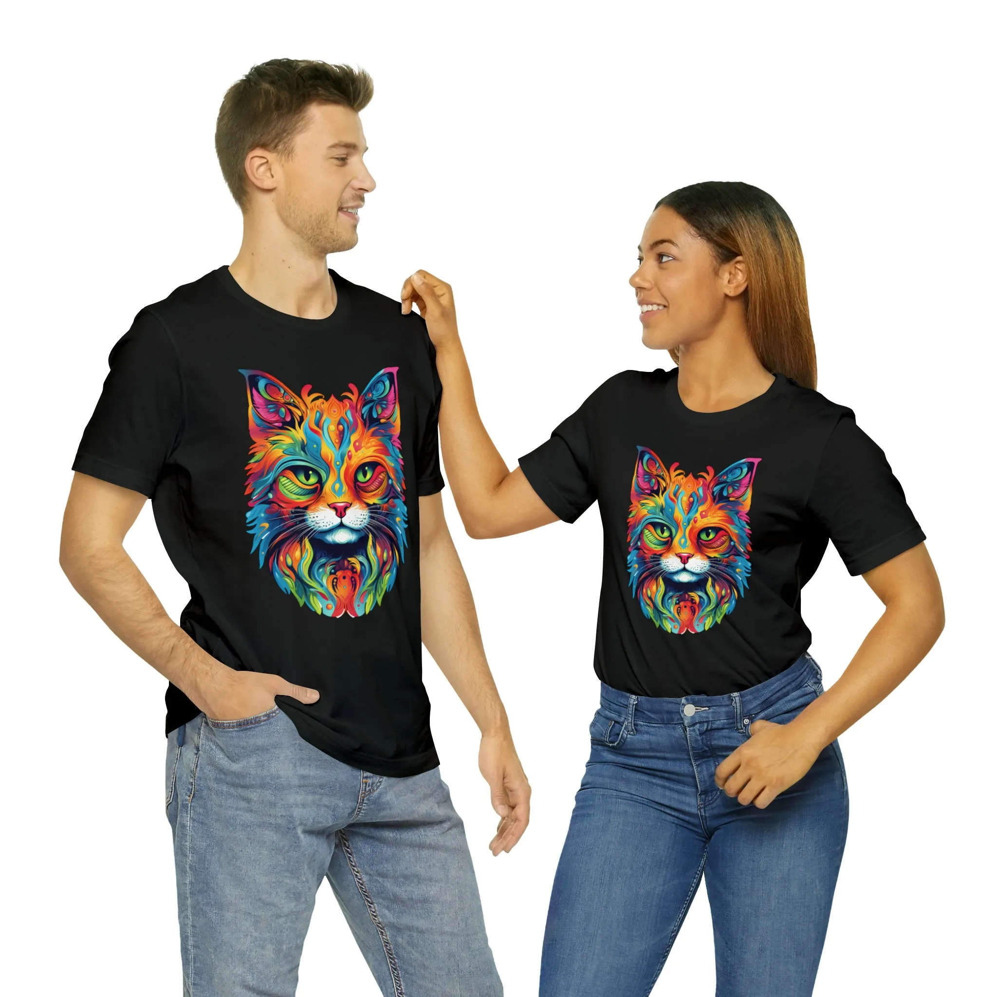 Artistic Cat T-Shirt | Colorful Cat Tee |  Bella Canvas 3001 Unisex |  Short Sleeve Tshirt