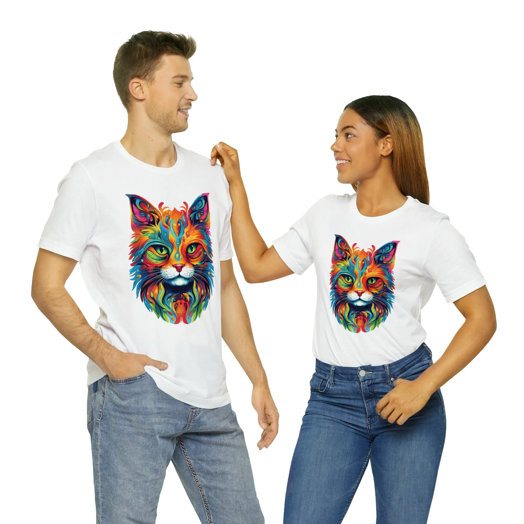 Artistic Cat T-Shirt | Colorful Cat Tee |  Bella Canvas 3001 Unisex |  Short Sleeve Tshirt