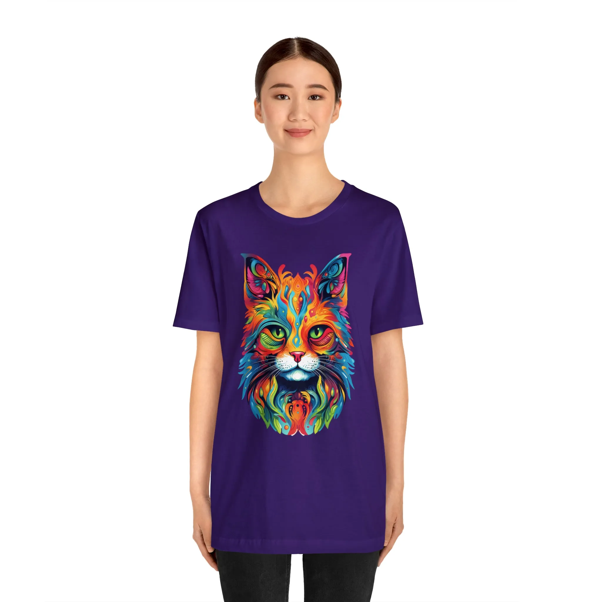 Artistic Cat T-Shirt | Colorful Cat Tee |  Bella Canvas 3001 Unisex |  Short Sleeve Tshirt