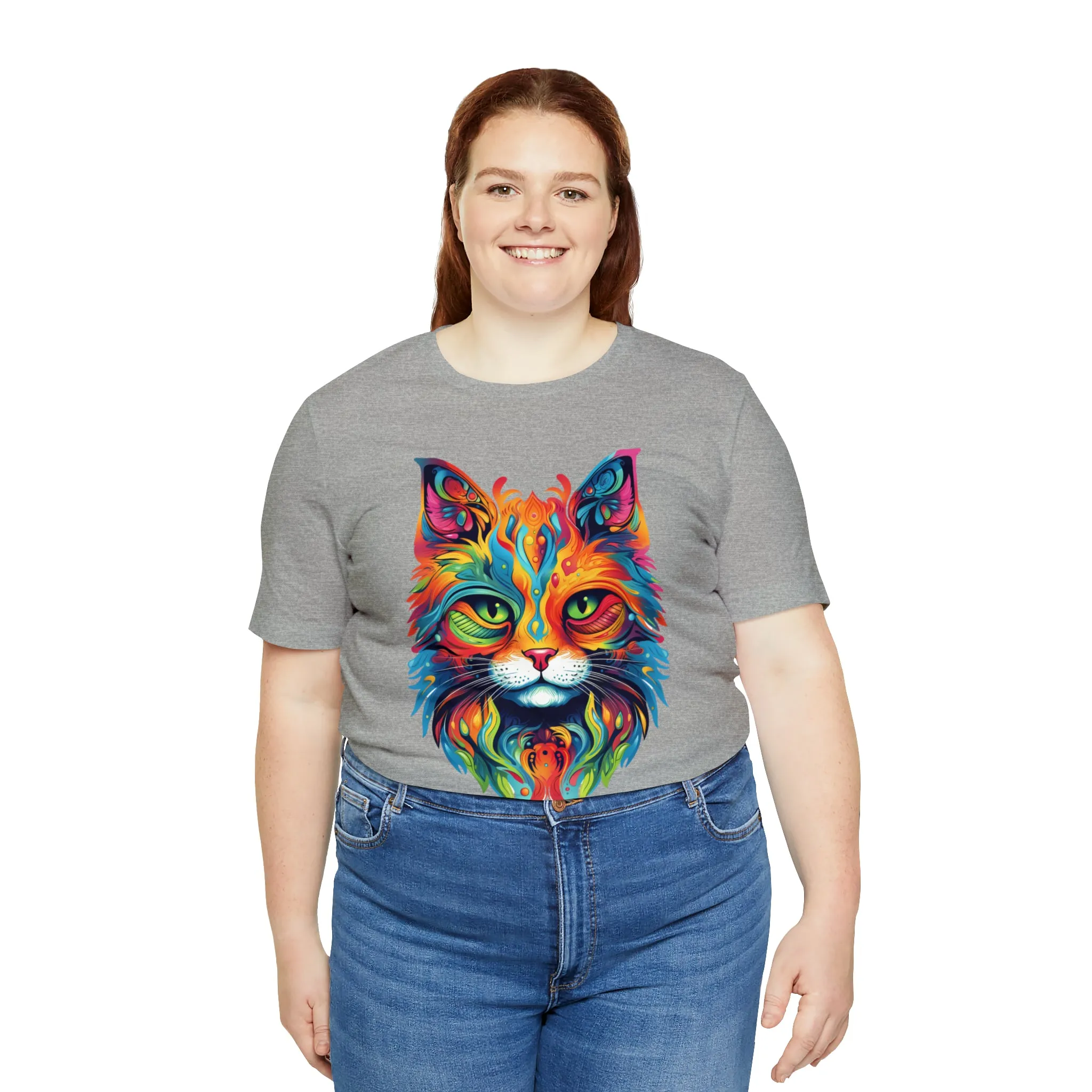 Artistic Cat T-Shirt | Colorful Cat Tee |  Bella Canvas 3001 Unisex |  Short Sleeve Tshirt