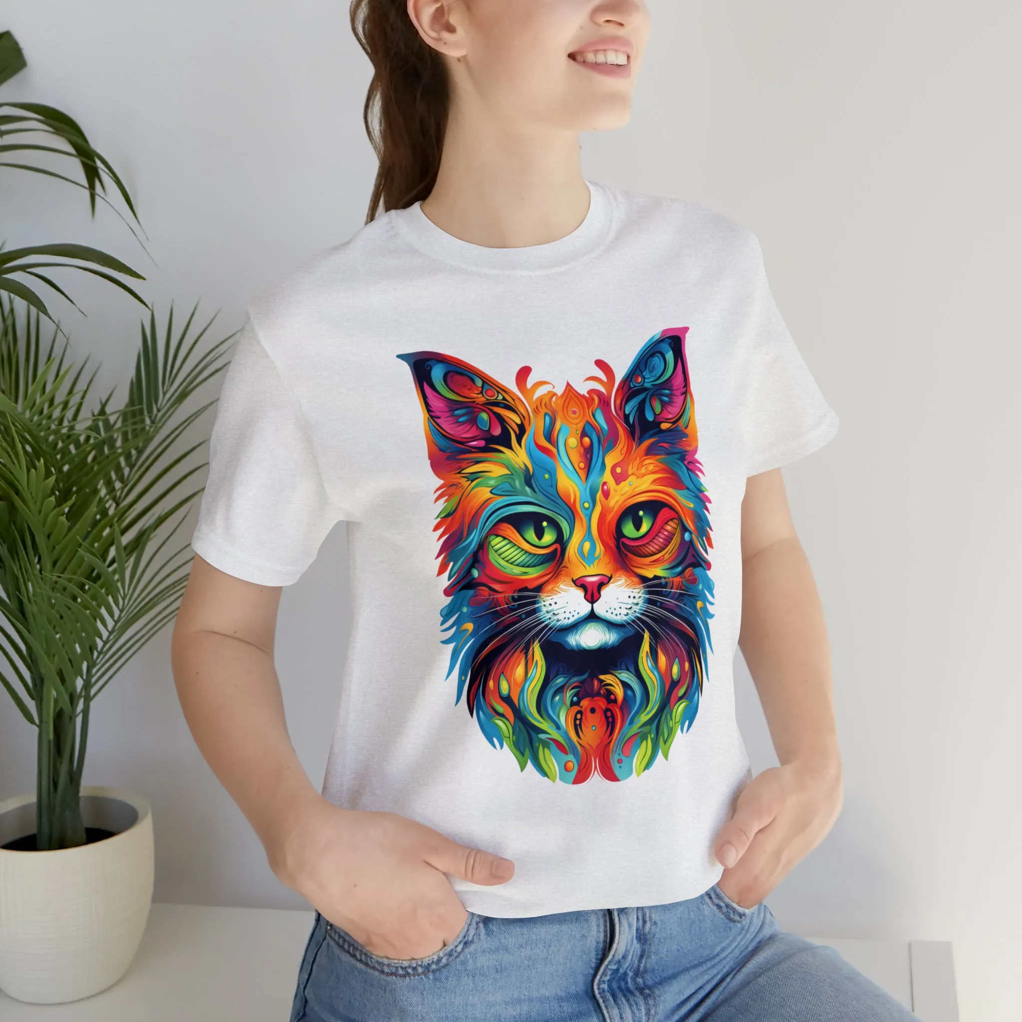 Artistic Cat T-Shirt | Colorful Cat Tee |  Bella Canvas 3001 Unisex |  Short Sleeve Tshirt