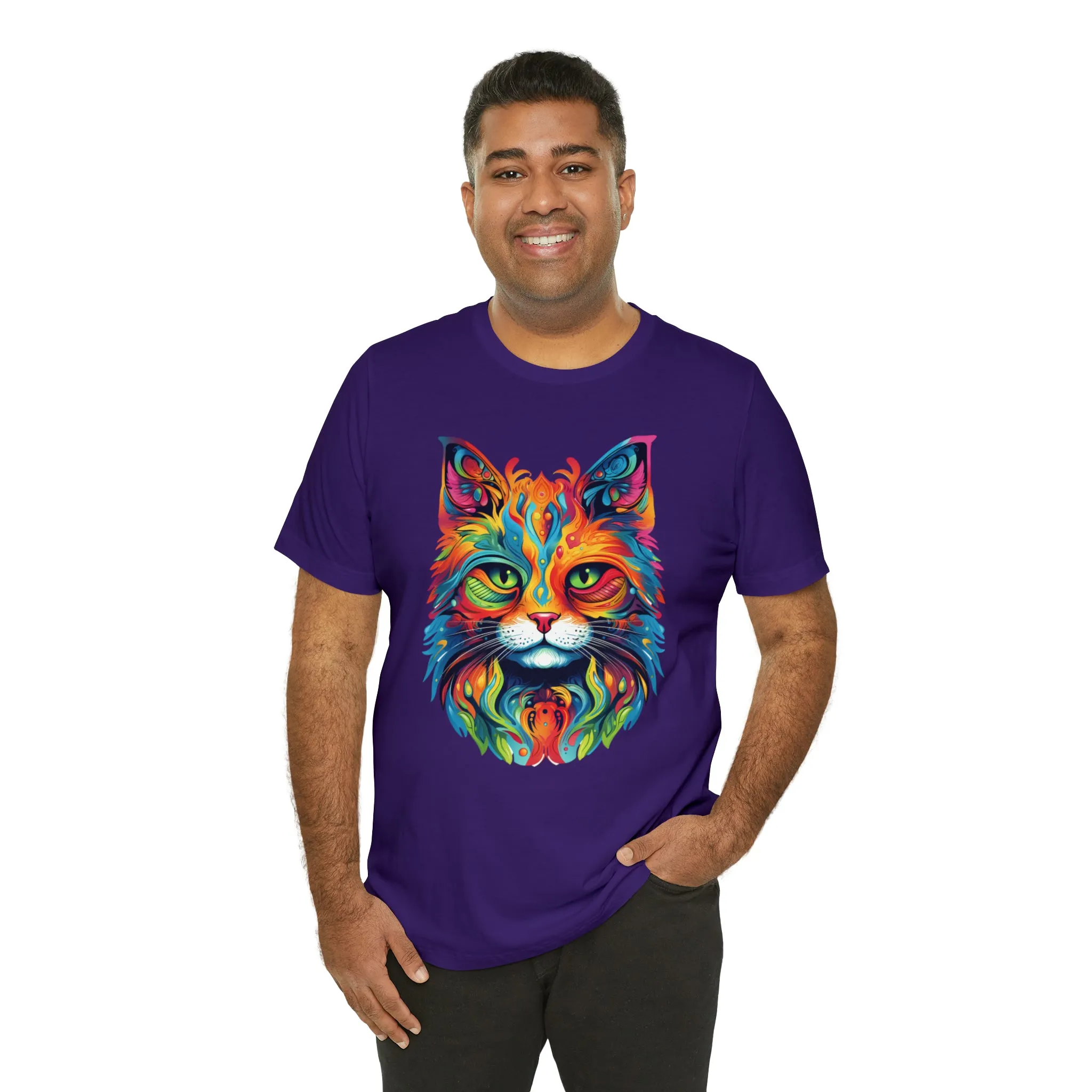 Artistic Cat T-Shirt | Colorful Cat Tee |  Bella Canvas 3001 Unisex |  Short Sleeve Tshirt