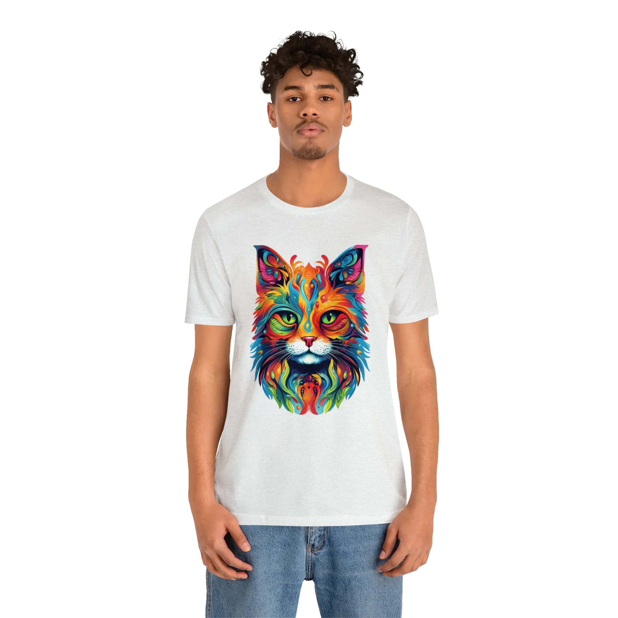 Artistic Cat T-Shirt | Colorful Cat Tee |  Bella Canvas 3001 Unisex |  Short Sleeve Tshirt