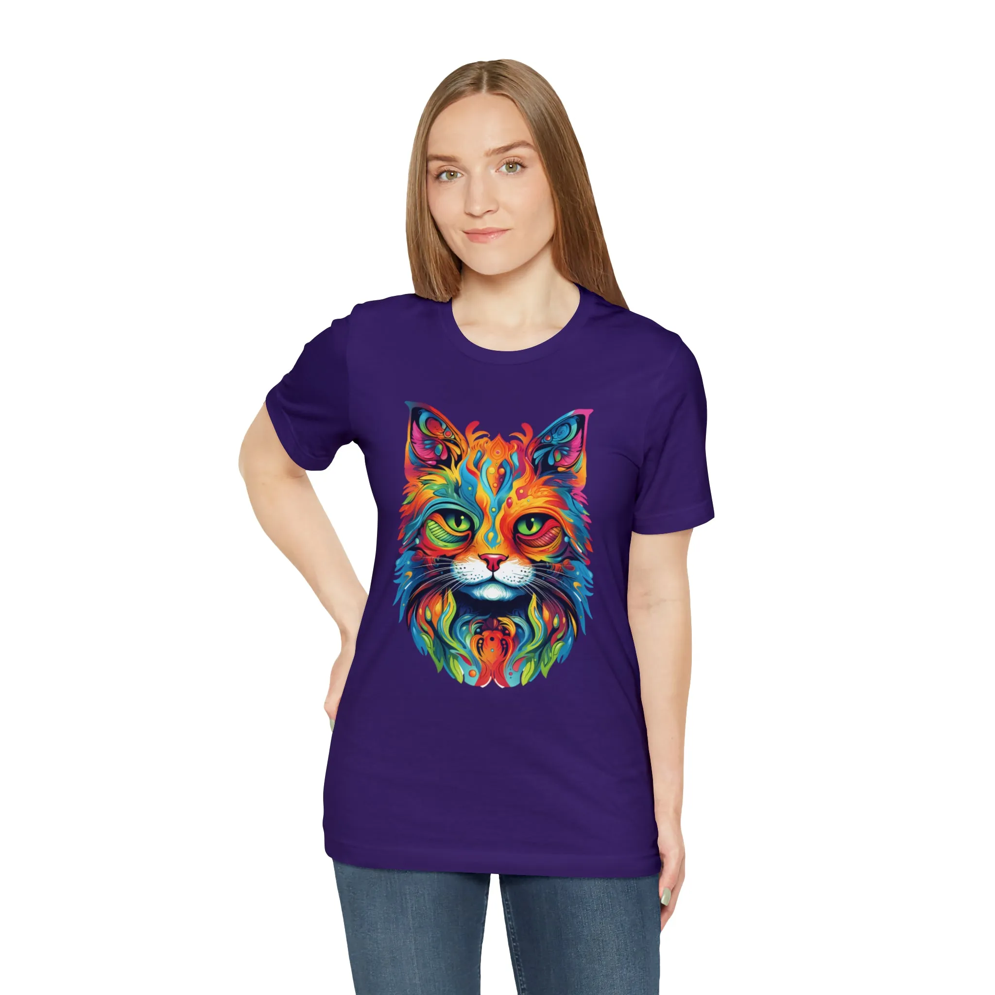 Artistic Cat T-Shirt | Colorful Cat Tee |  Bella Canvas 3001 Unisex |  Short Sleeve Tshirt