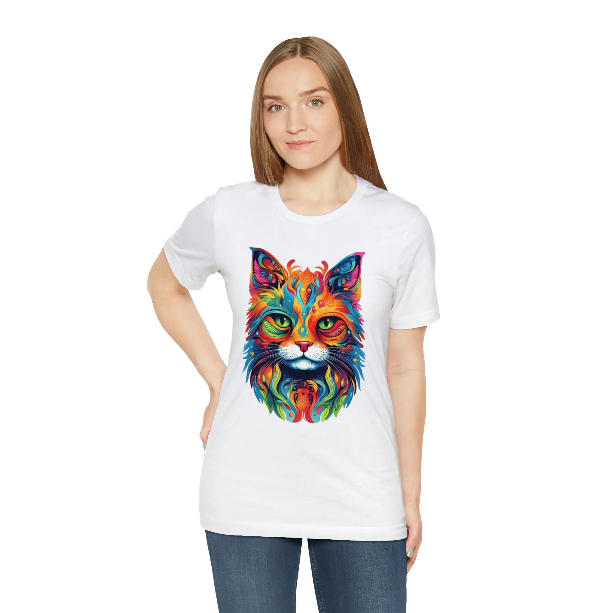 Artistic Cat T-Shirt | Colorful Cat Tee |  Bella Canvas 3001 Unisex |  Short Sleeve Tshirt