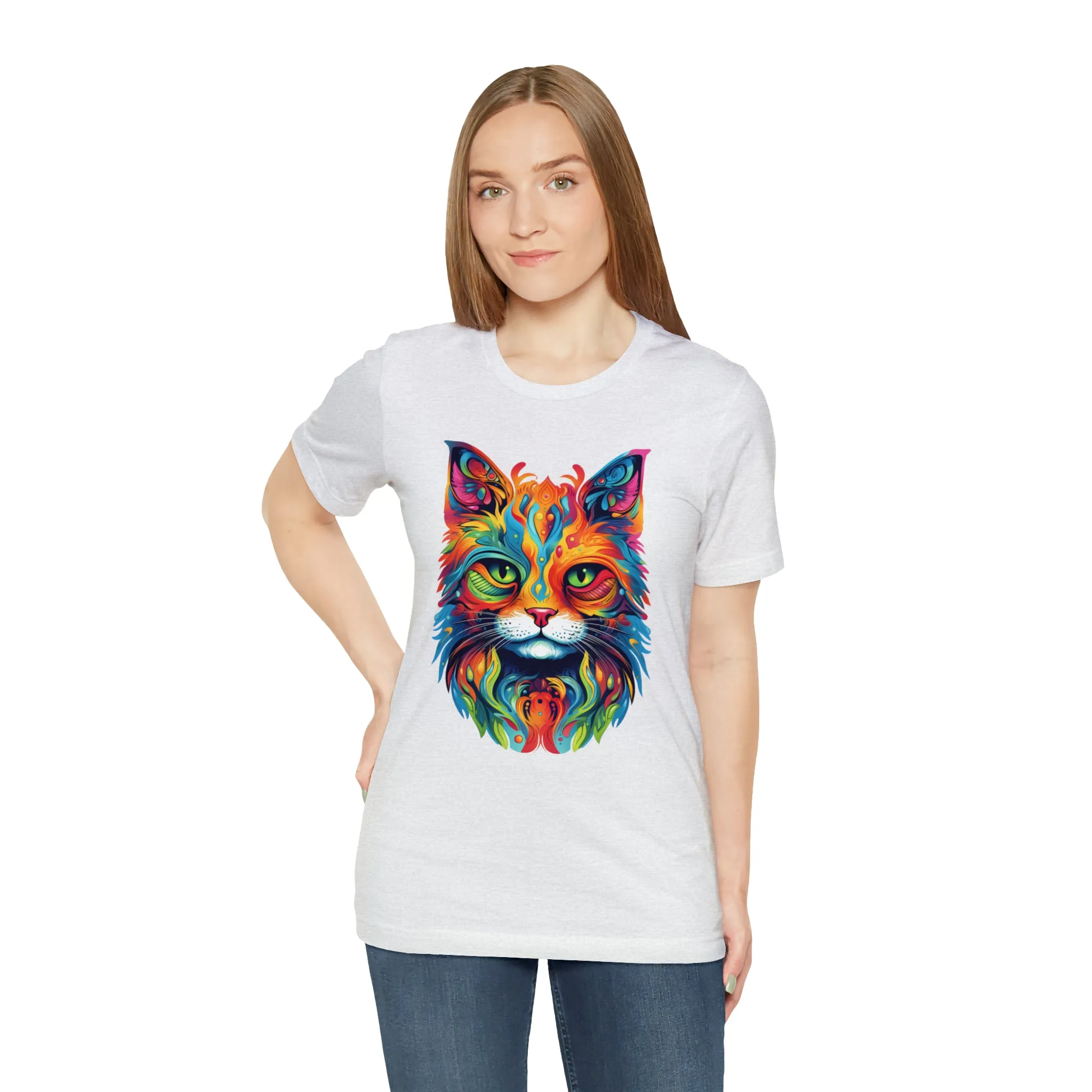 Artistic Cat T-Shirt | Colorful Cat Tee |  Bella Canvas 3001 Unisex |  Short Sleeve Tshirt