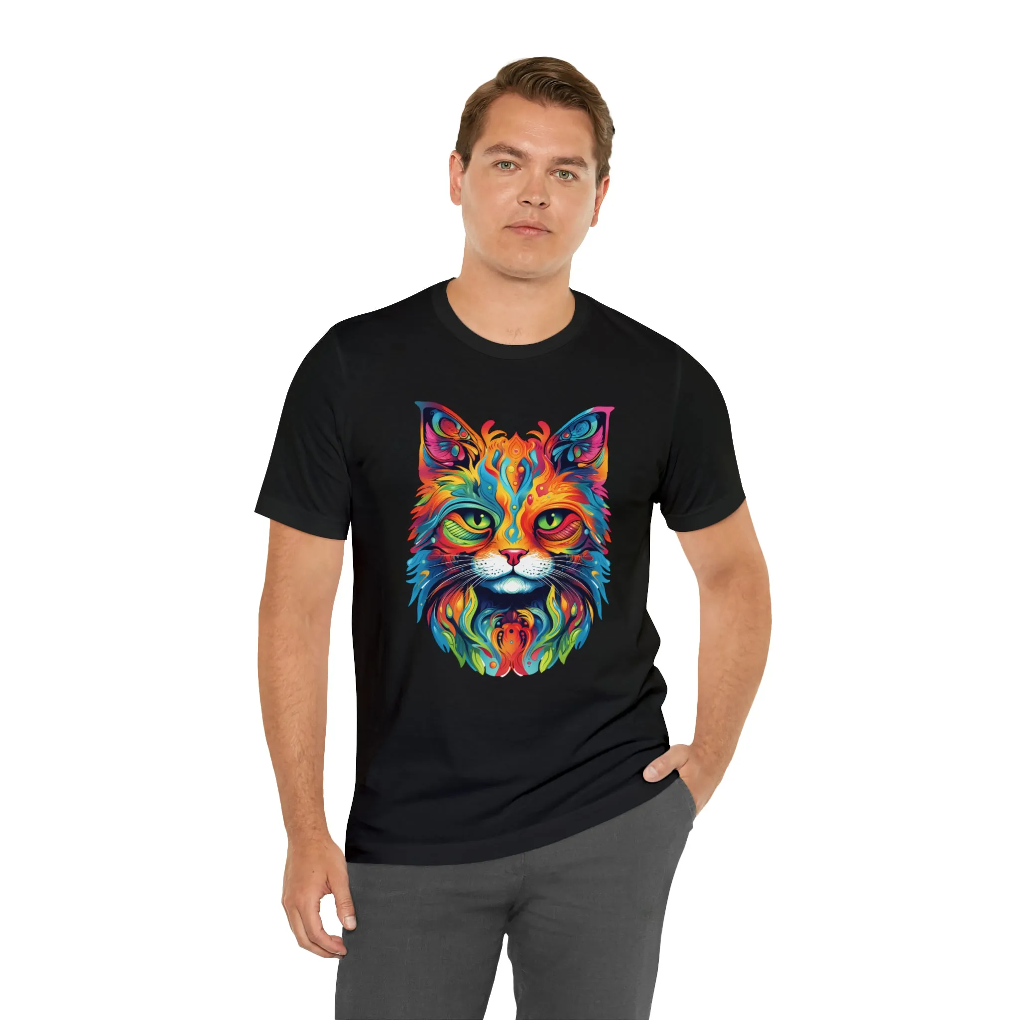Artistic Cat T-Shirt | Colorful Cat Tee |  Bella Canvas 3001 Unisex |  Short Sleeve Tshirt
