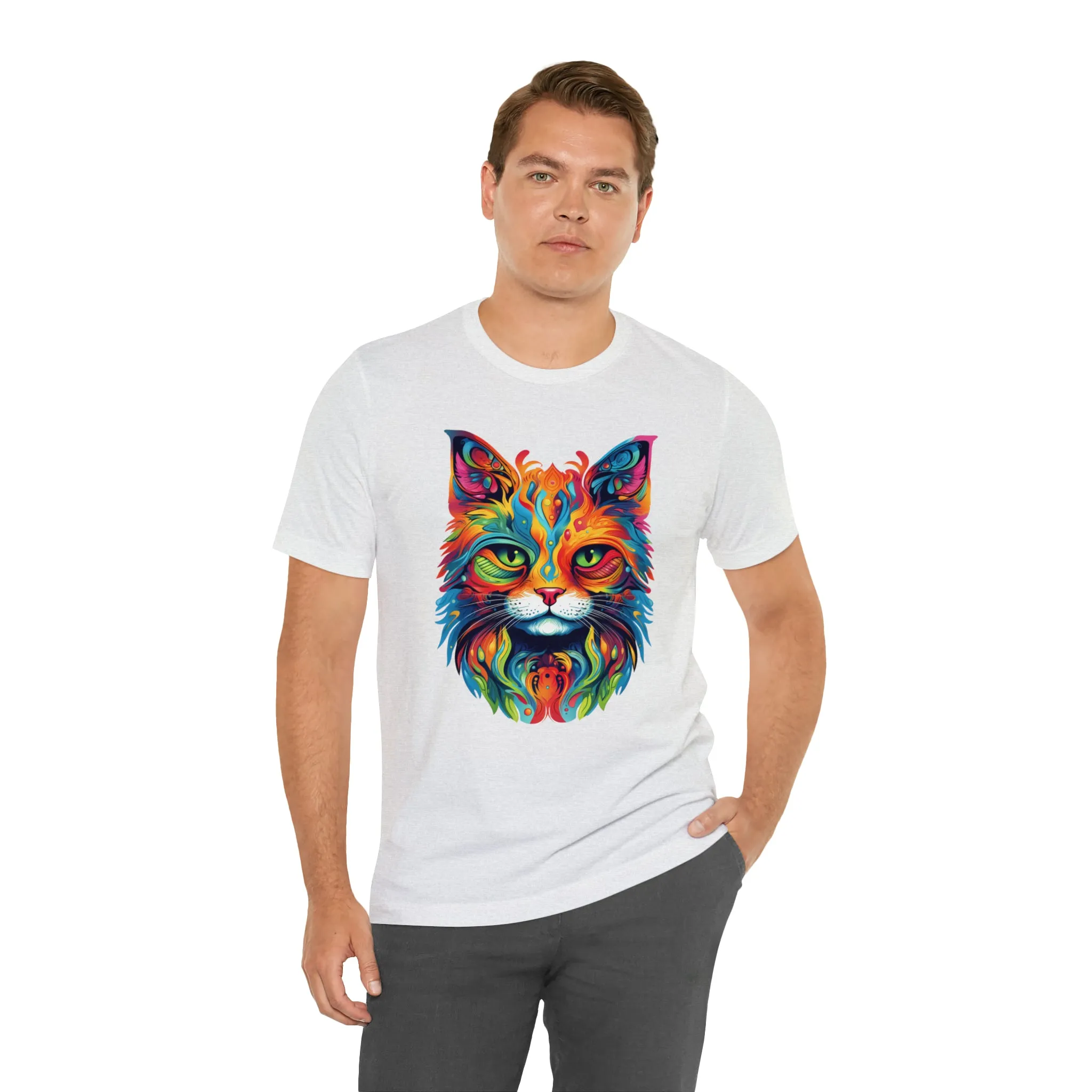 Artistic Cat T-Shirt | Colorful Cat Tee |  Bella Canvas 3001 Unisex |  Short Sleeve Tshirt