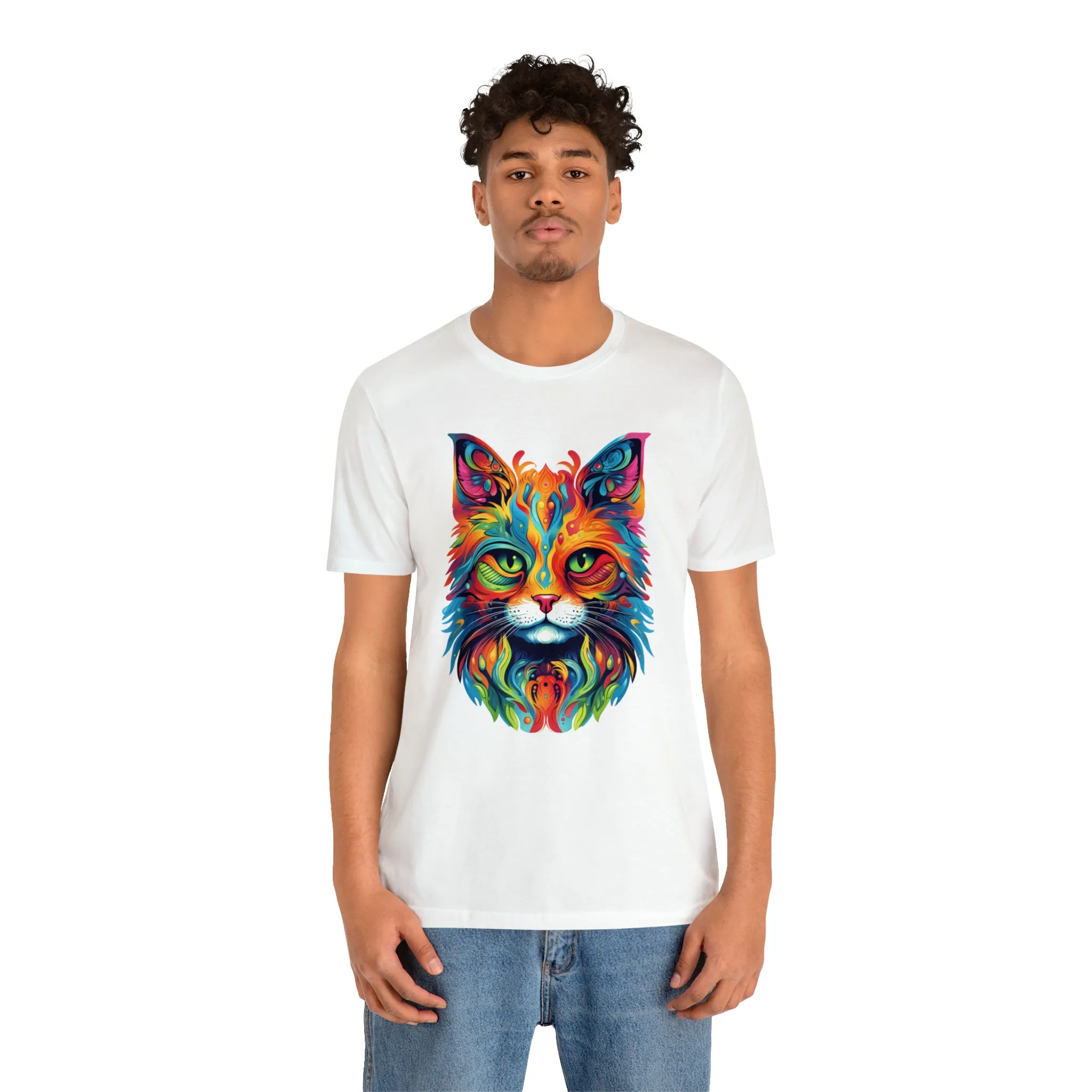 Artistic Cat T-Shirt | Colorful Cat Tee |  Bella Canvas 3001 Unisex |  Short Sleeve Tshirt