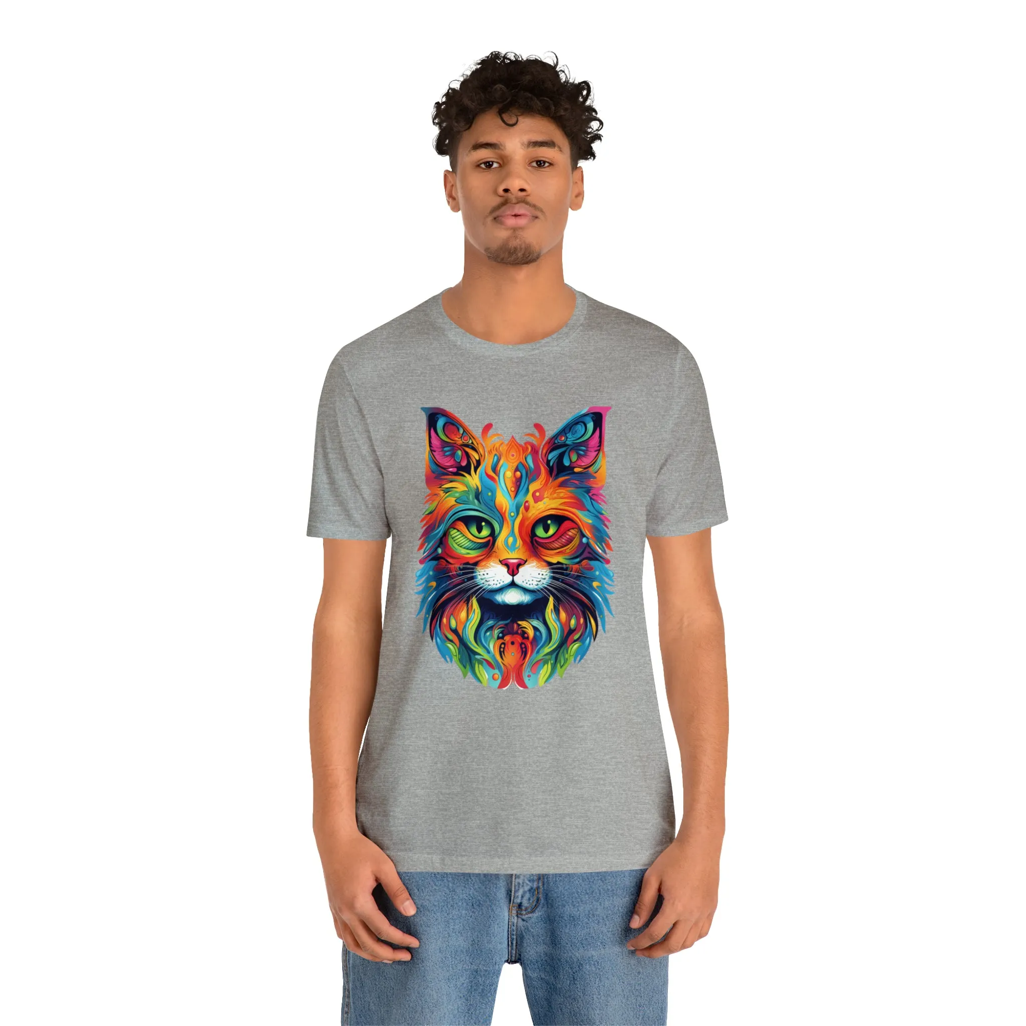 Artistic Cat T-Shirt | Colorful Cat Tee |  Bella Canvas 3001 Unisex |  Short Sleeve Tshirt