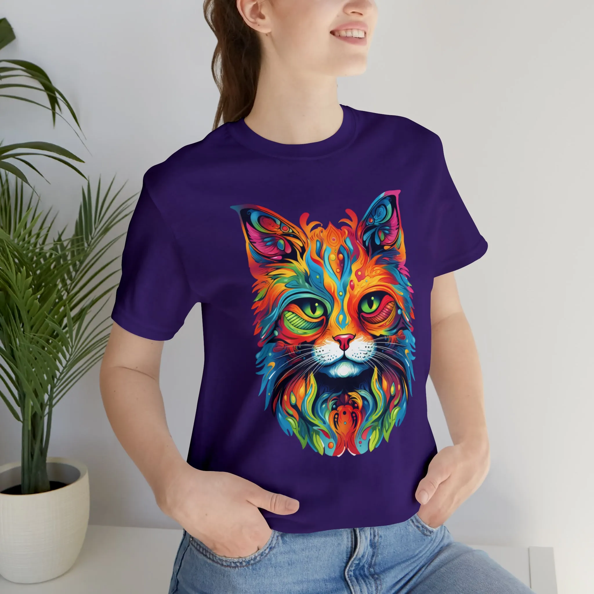 Artistic Cat T-Shirt | Colorful Cat Tee |  Bella Canvas 3001 Unisex |  Short Sleeve Tshirt