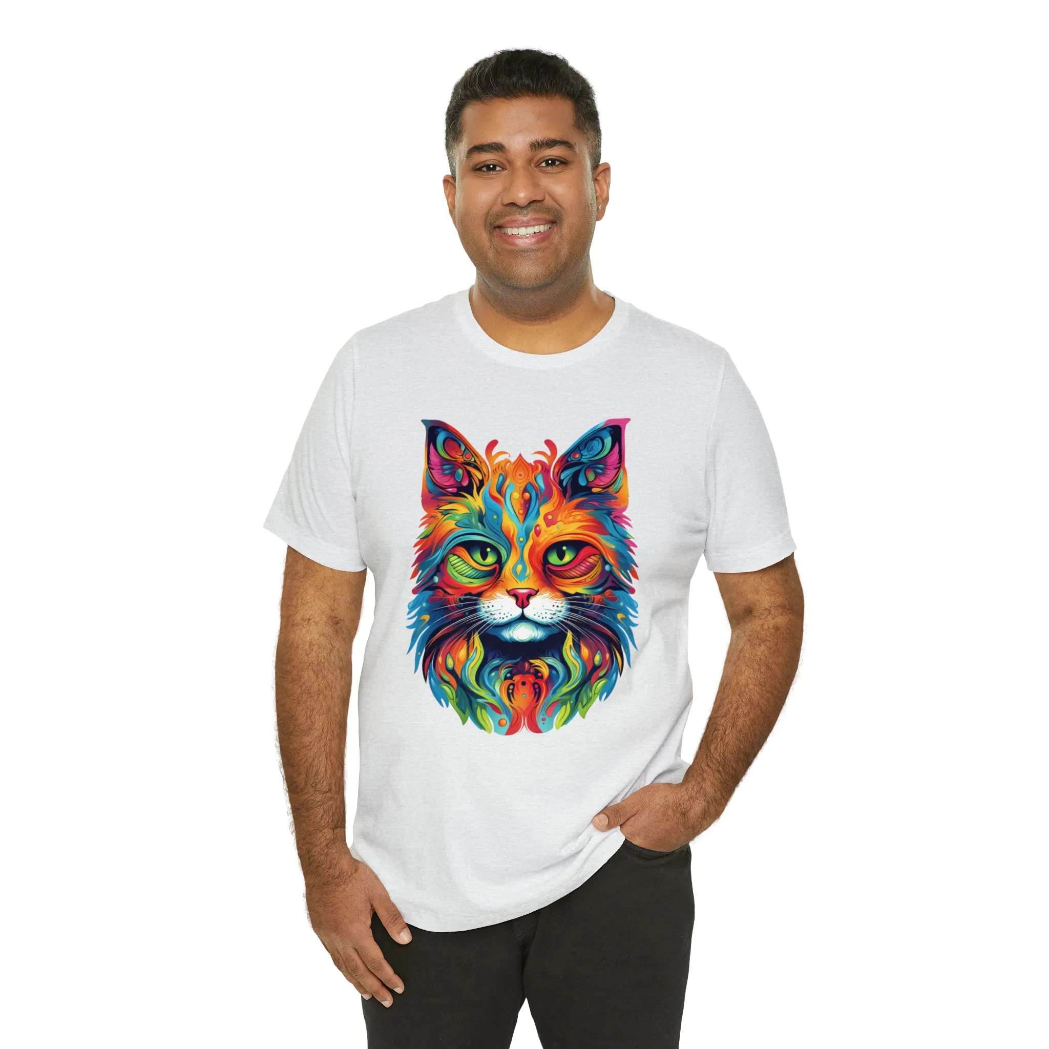 Artistic Cat T-Shirt | Colorful Cat Tee |  Bella Canvas 3001 Unisex |  Short Sleeve Tshirt