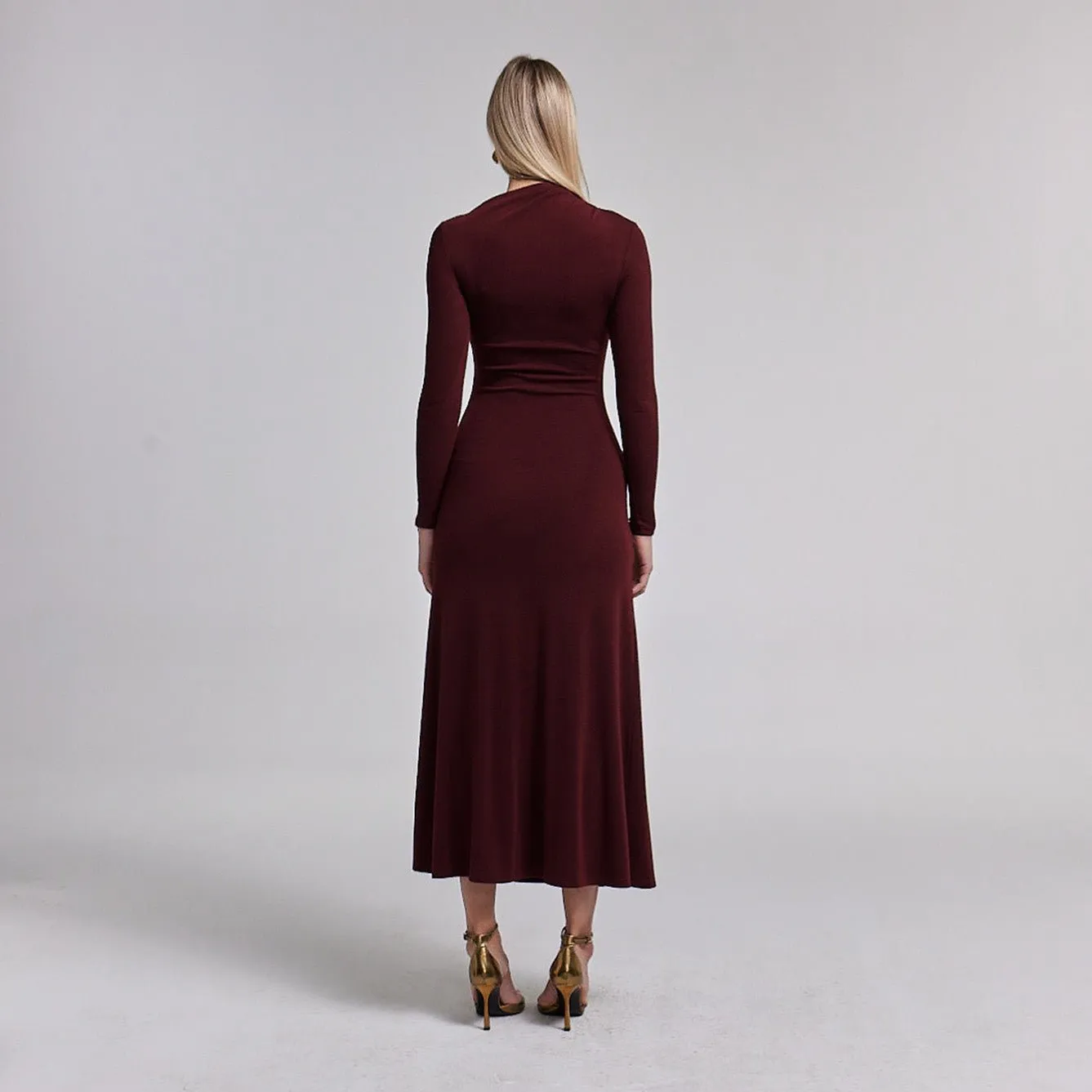 Asymmetric Neck Bodycon Maxi Dress