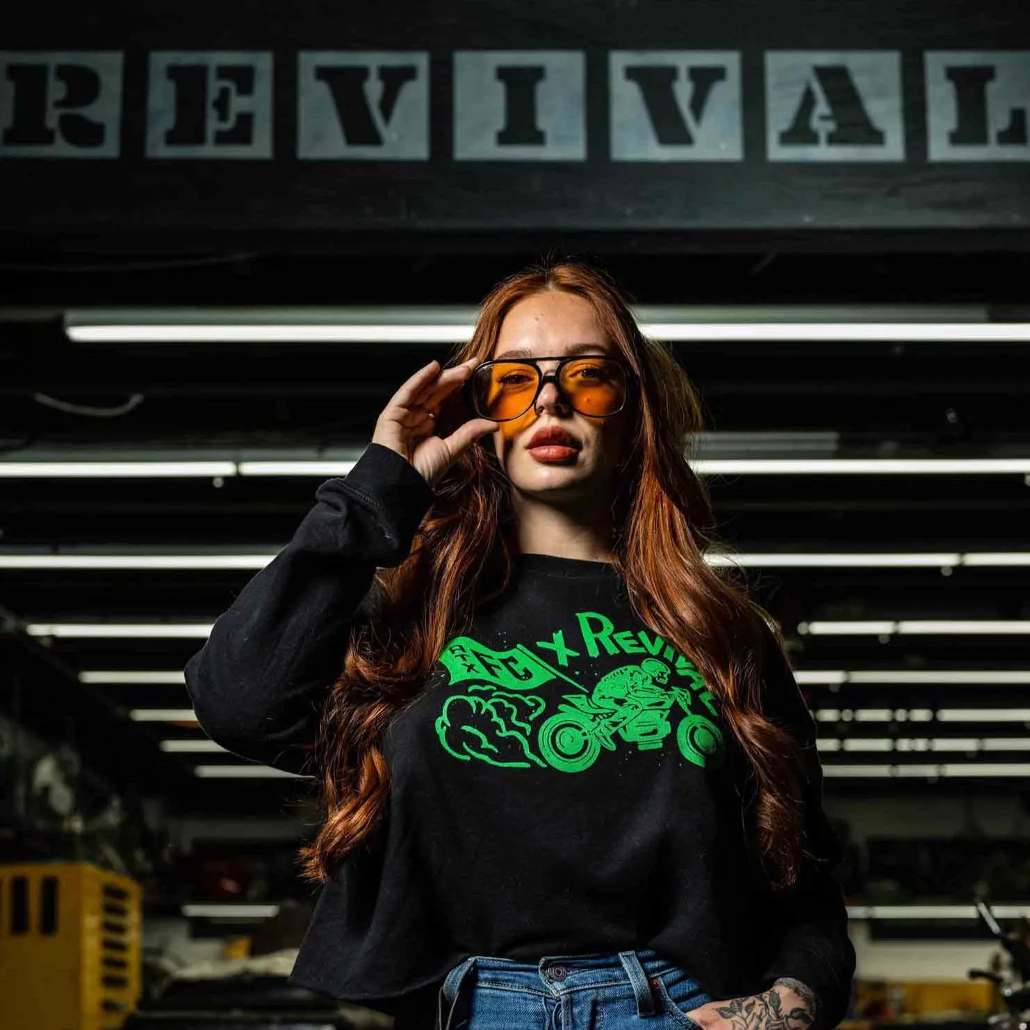 Austin FC X Revival Burnout Crop Sweater - Black