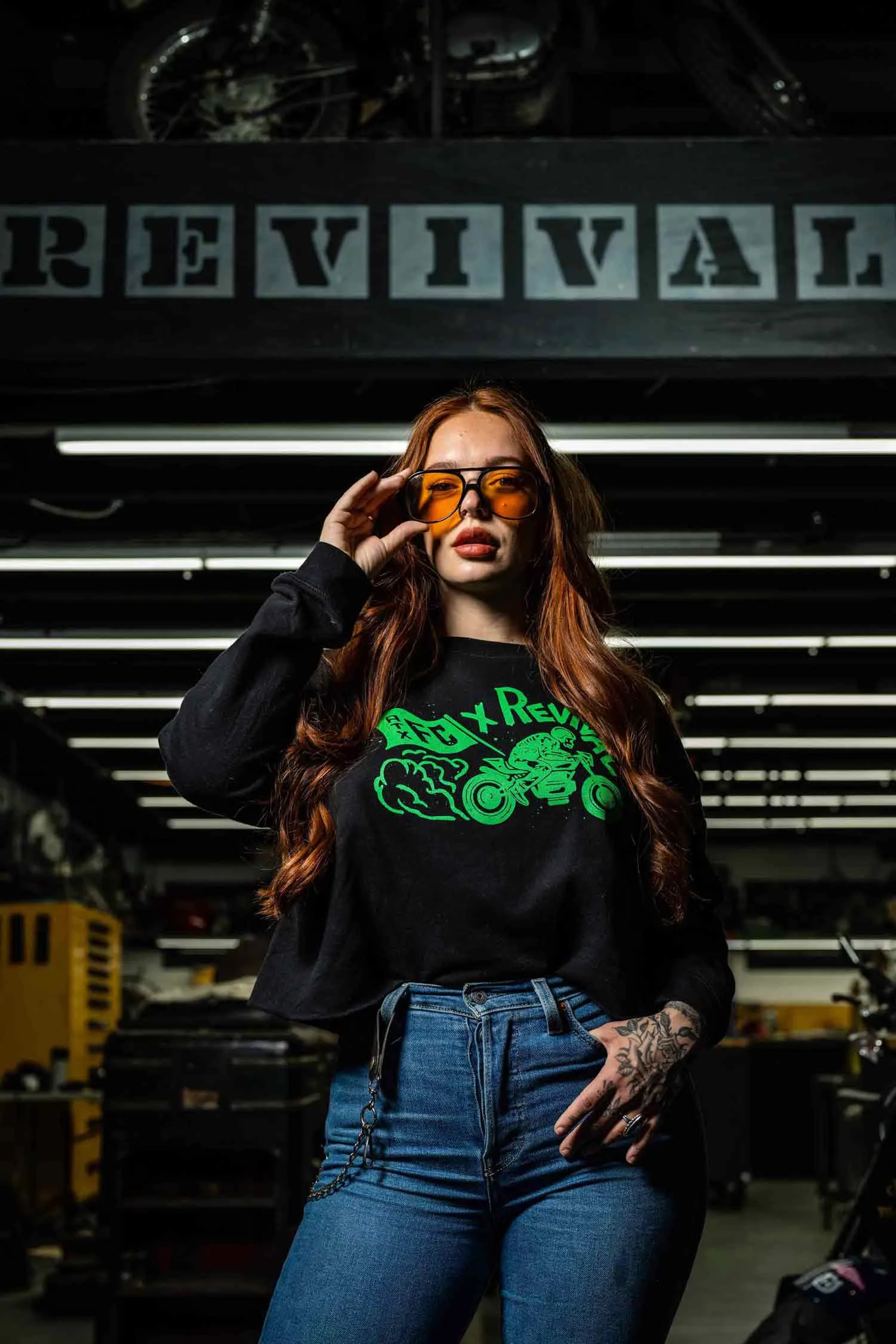 Austin FC X Revival Burnout Crop Sweater - Black