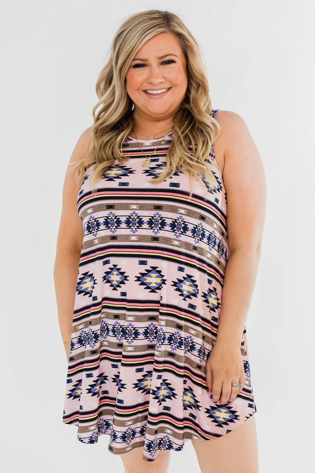 Aztec Print Dress- Pink