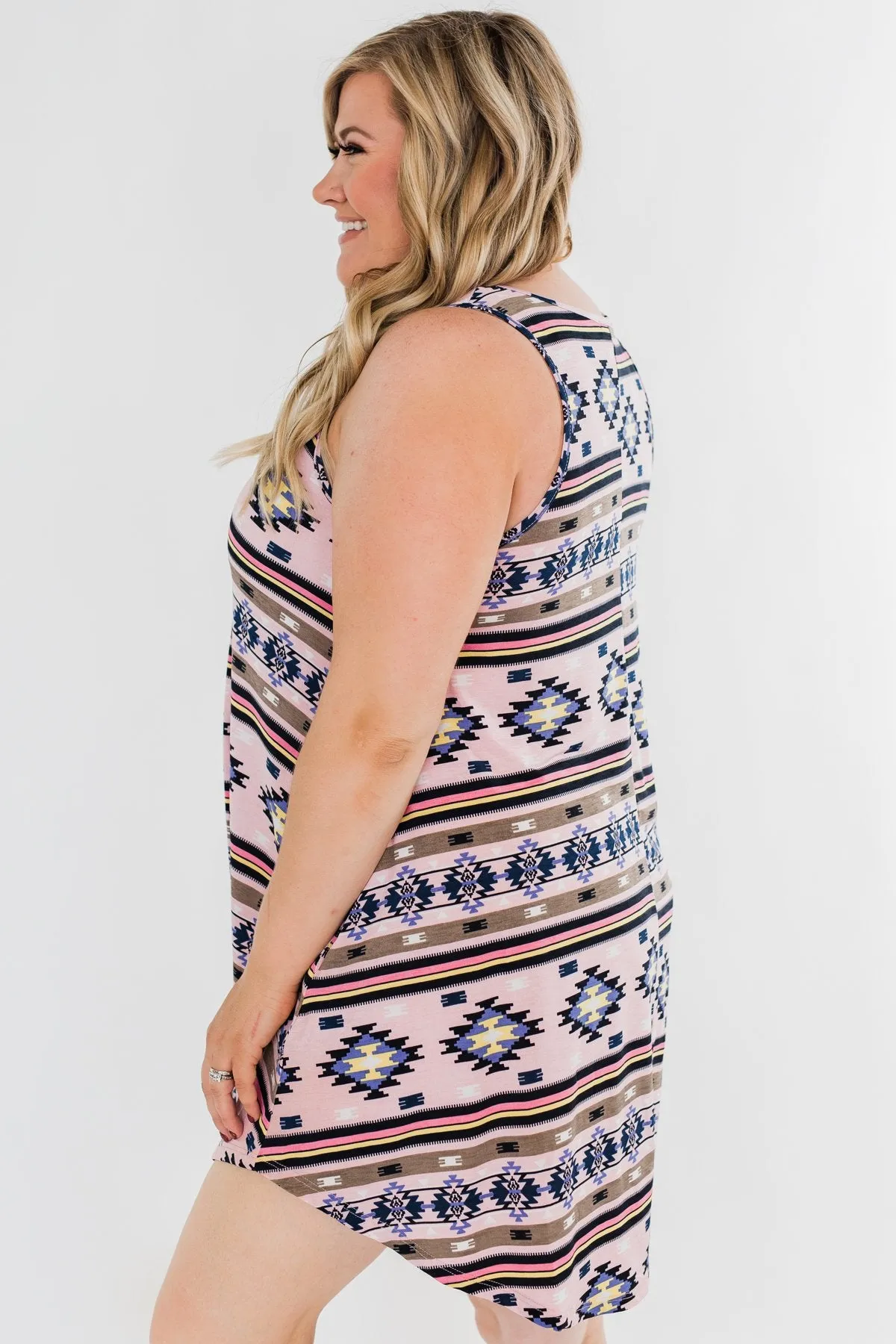 Aztec Print Dress- Pink