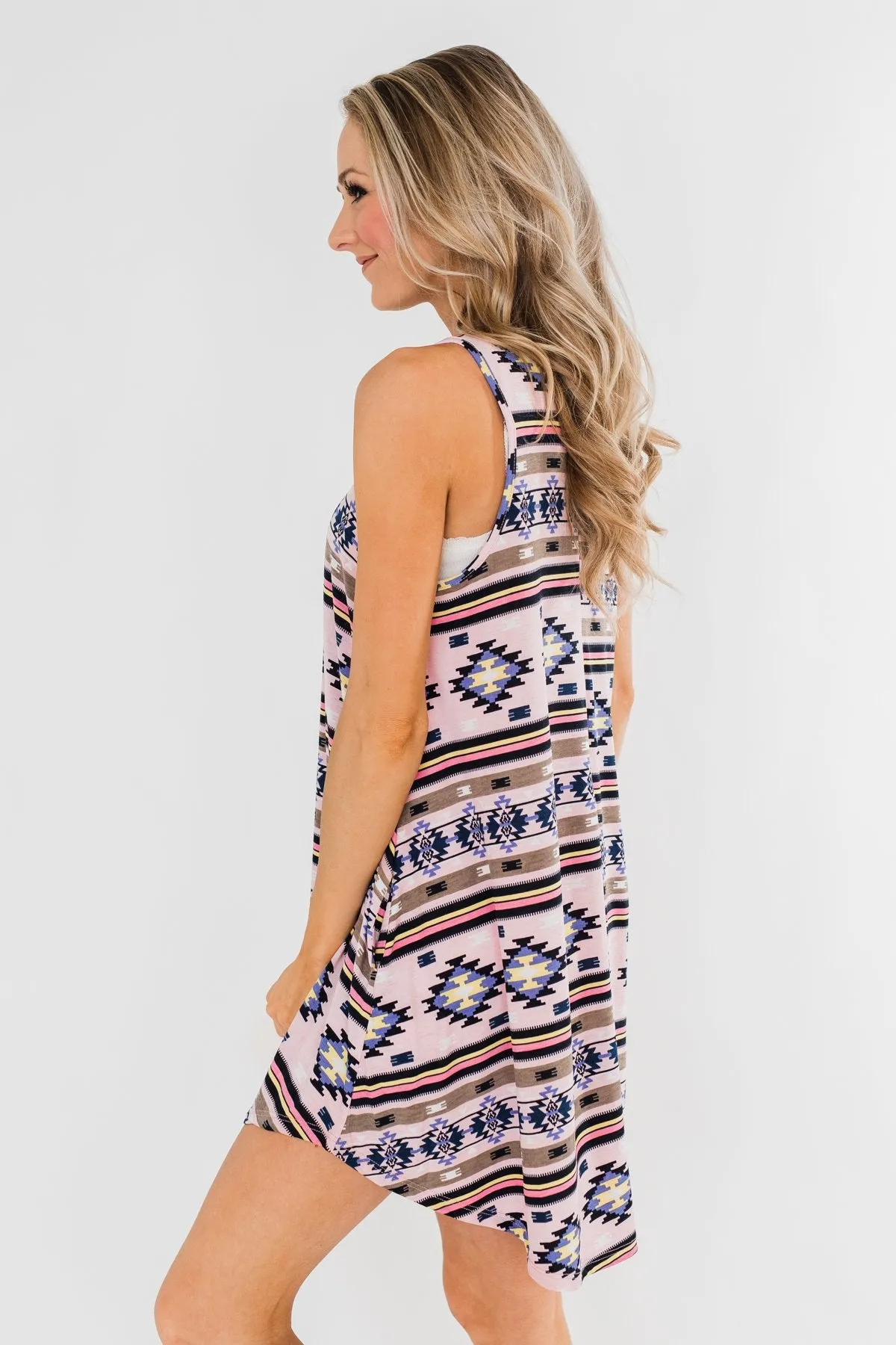 Aztec Print Dress- Pink