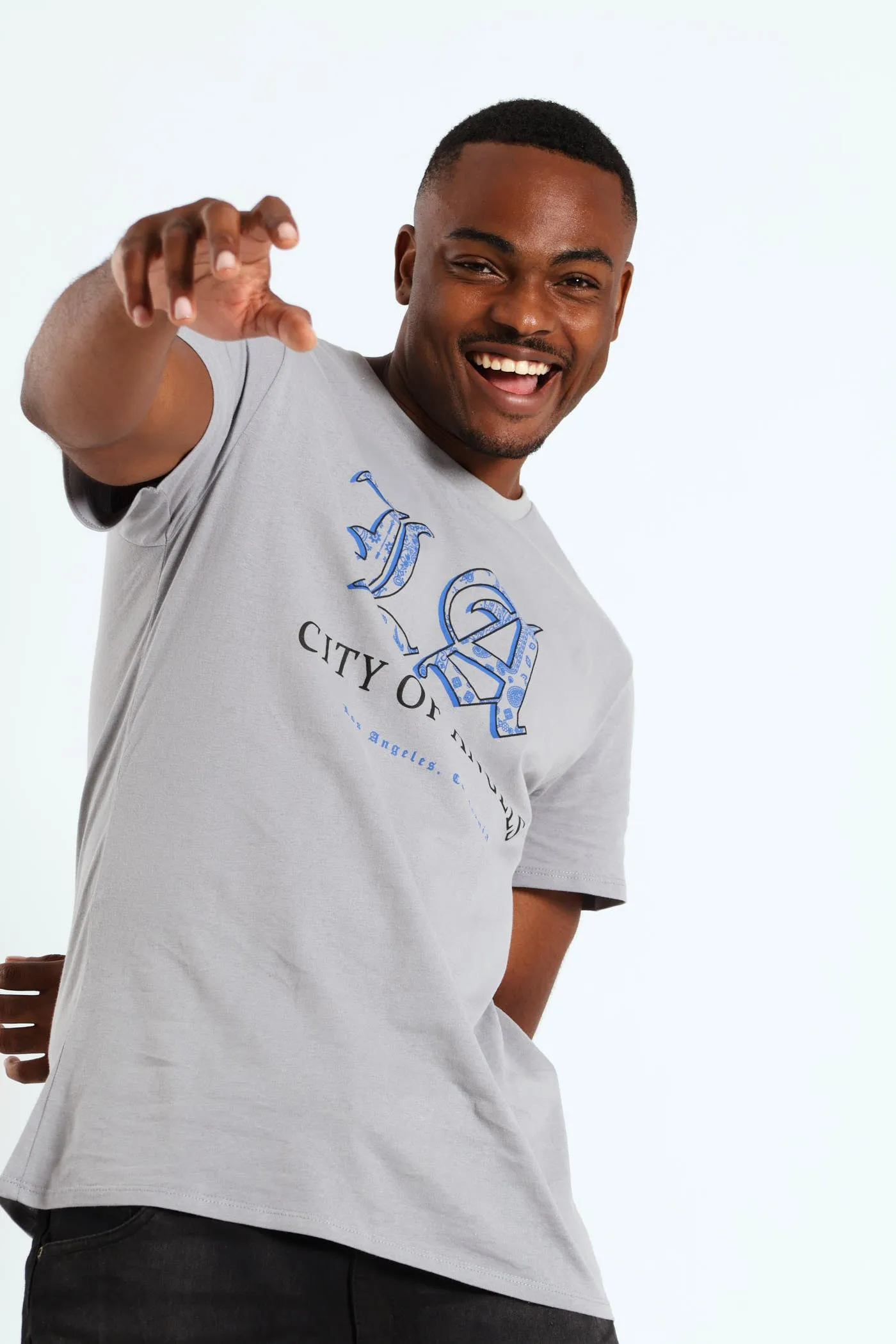 Basic Print Tee - Light Grey