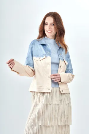 BCJ1881C Faux Vegan Leather Jacket in Liquid Denim Wash