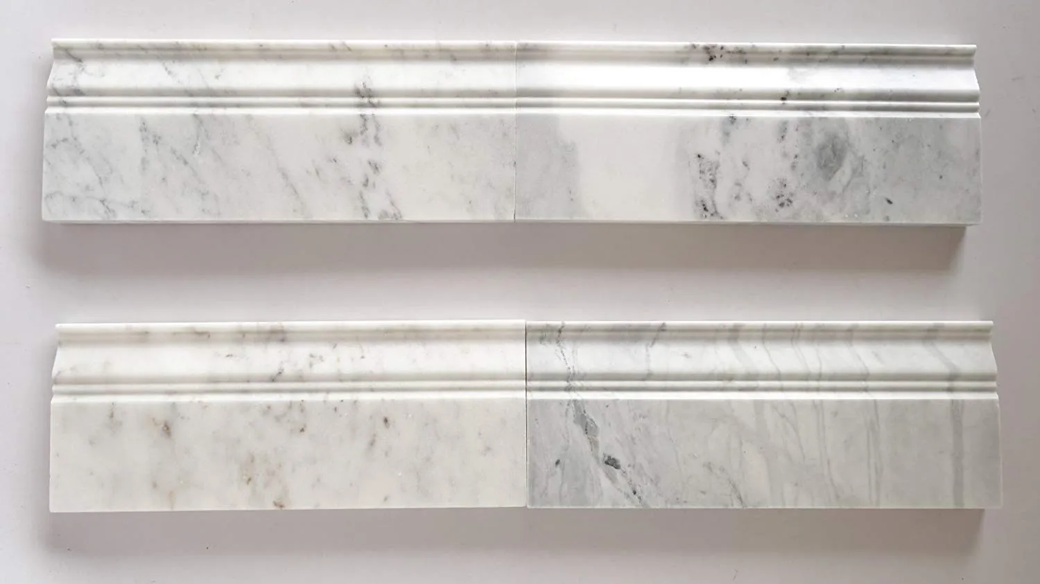 Bianco Venatino Marble Polished 5 X 12 Baseboard Trim Molding - STANDARD QUALITY - Lot of 20 Pcs.