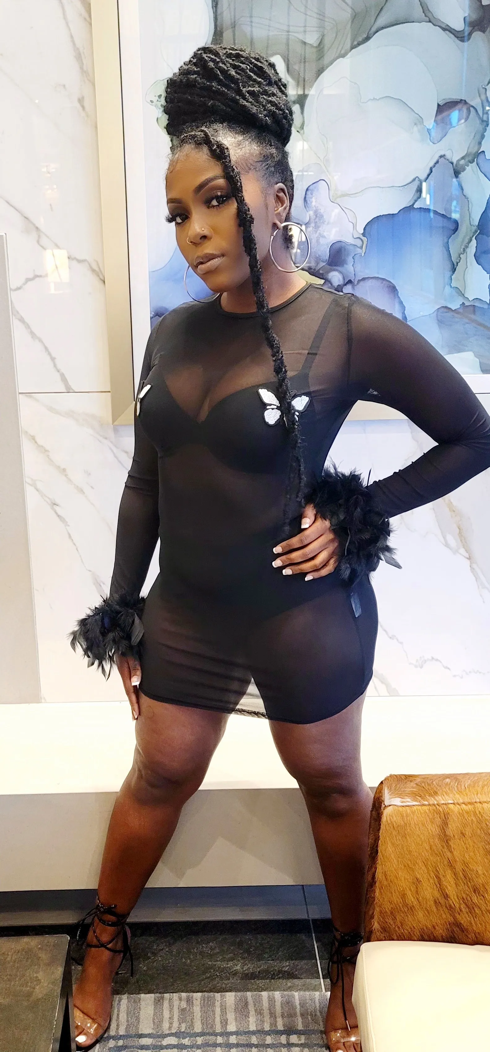 Black Butterfly Sheer Dress